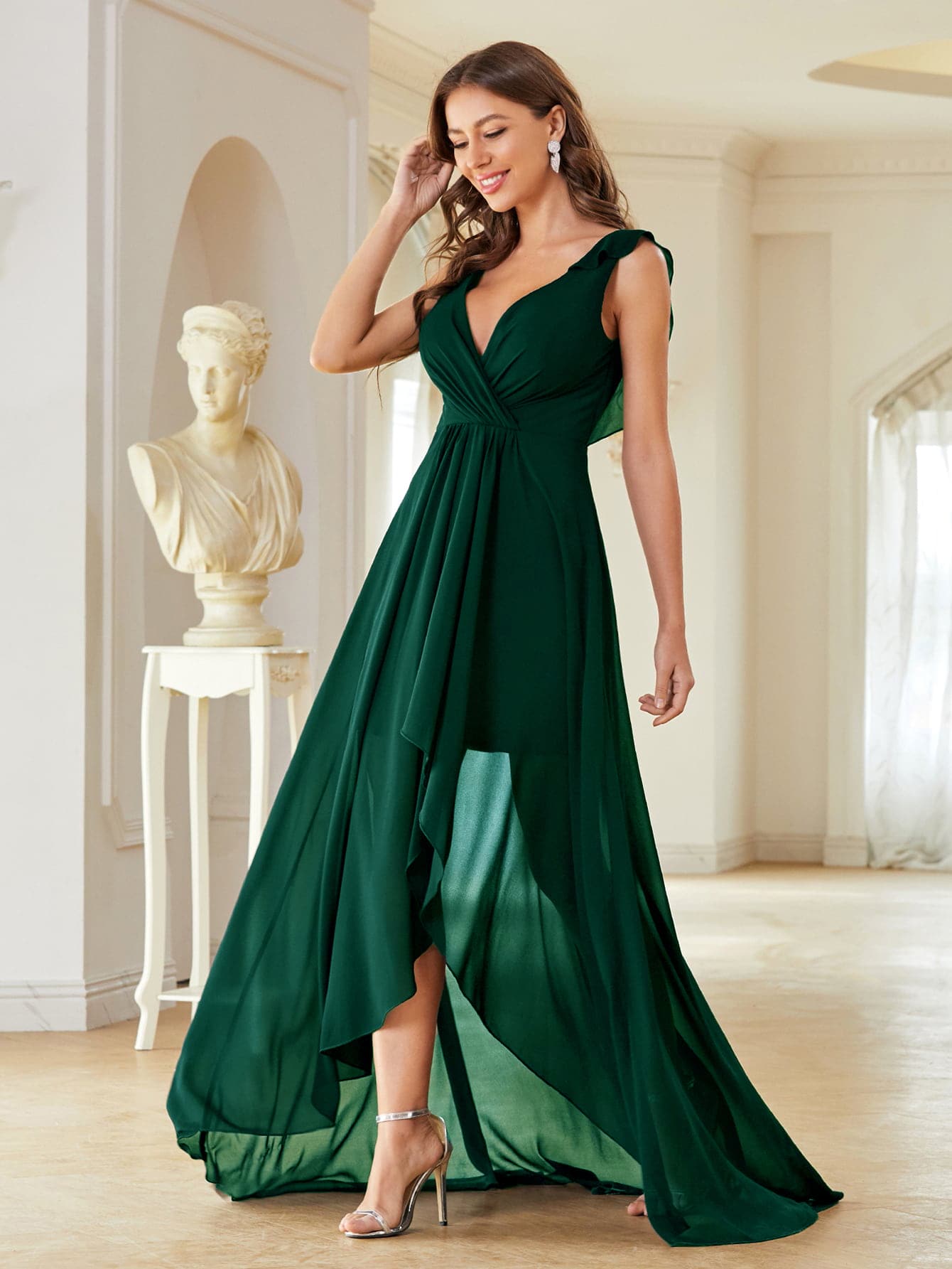 Asymmetric Ruffle Chiffon Elegant Bridesmaid Dress Wedding - image 18
