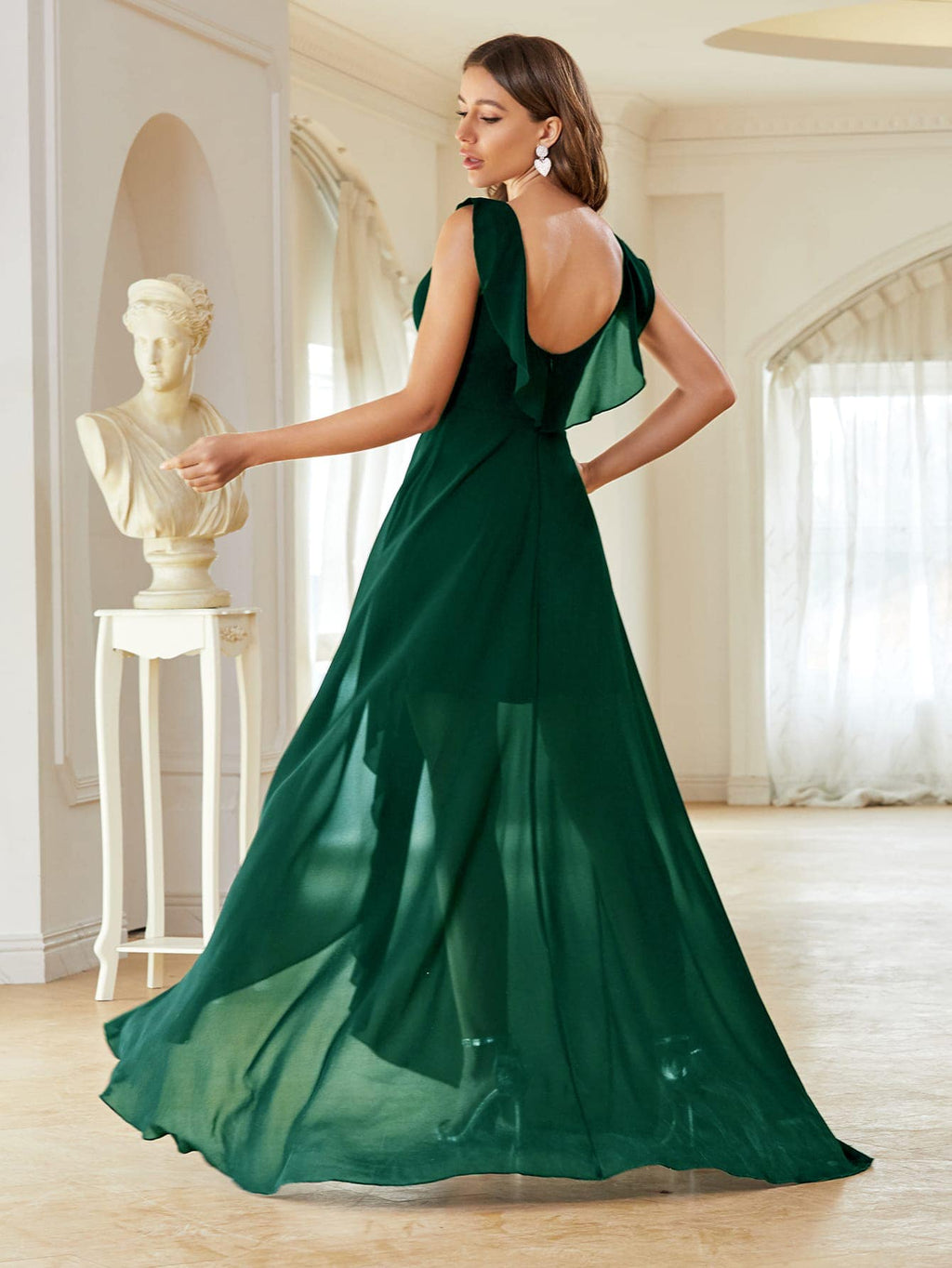 Asymmetric Ruffle Chiffon Elegant Bridesmaid Dress Wedding - image 19