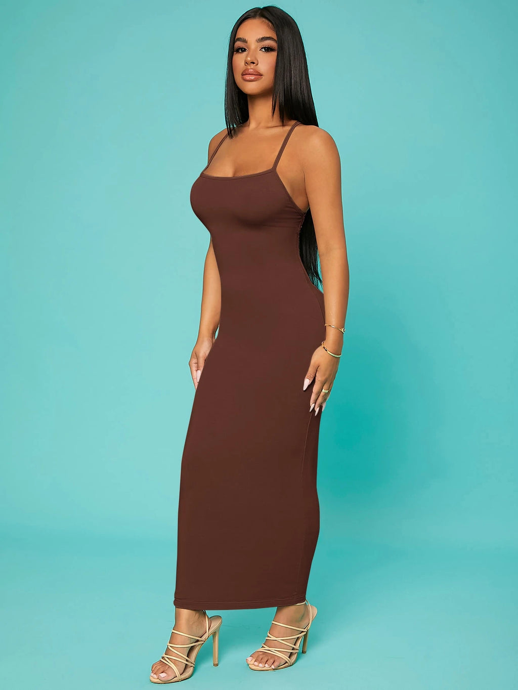 SXY Solid Criss-Cross Backless Bodycon Dress Concert Long Summer