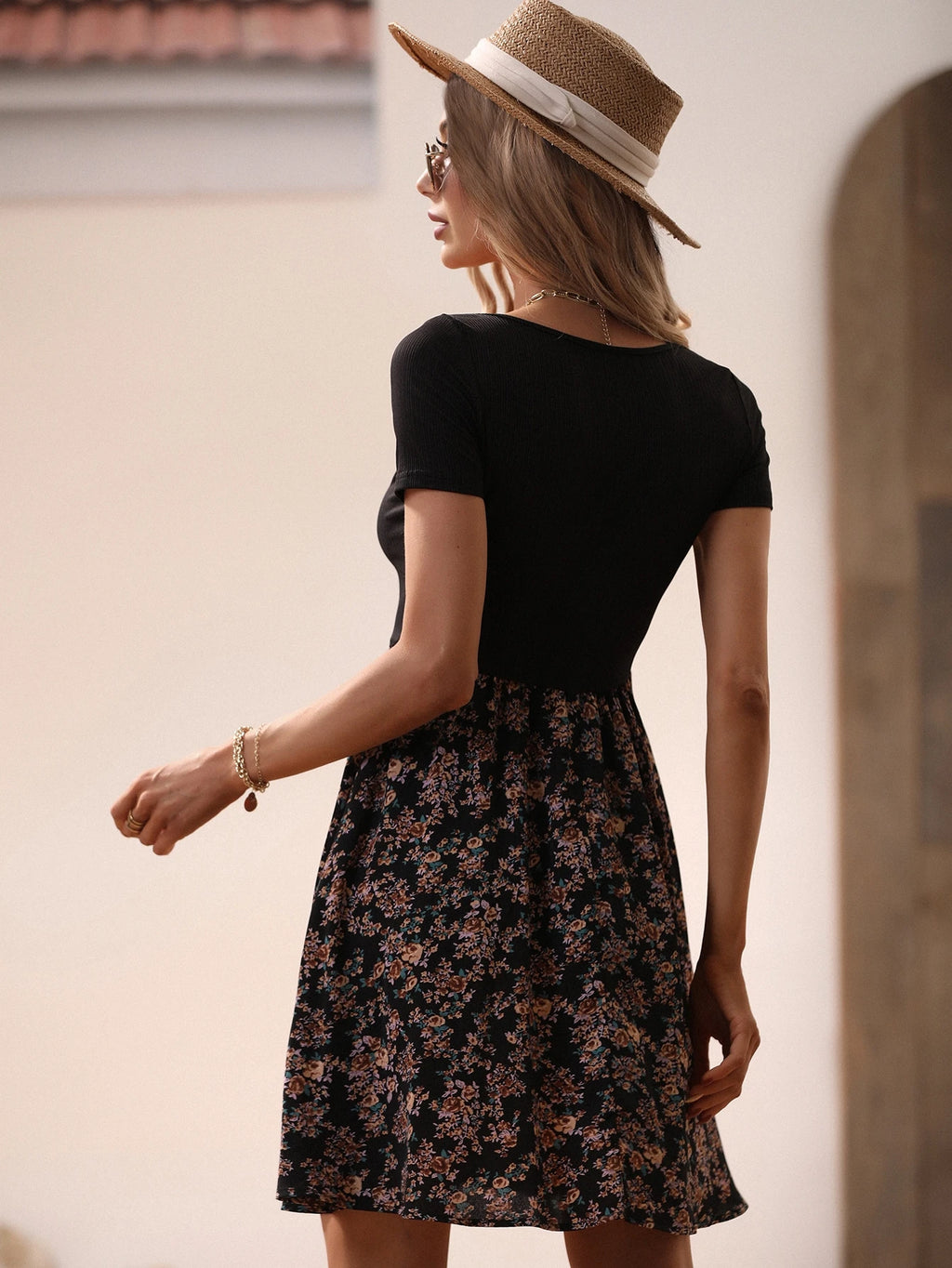 Breezaya Floral Print Scoop Neck Dress Vacation Beach Outfits Women