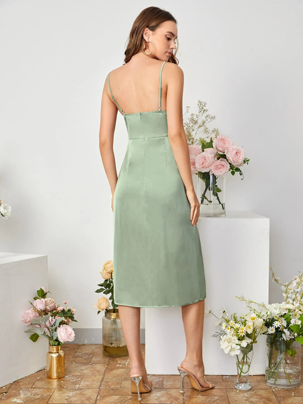 Belle Split Thigh Wrap Detail Bridesmaid Dress Elegant Dress - image 2