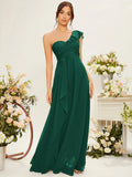 Belle One Shoulder Ruffle Trim Bridesmaid Dress Elegant Dress