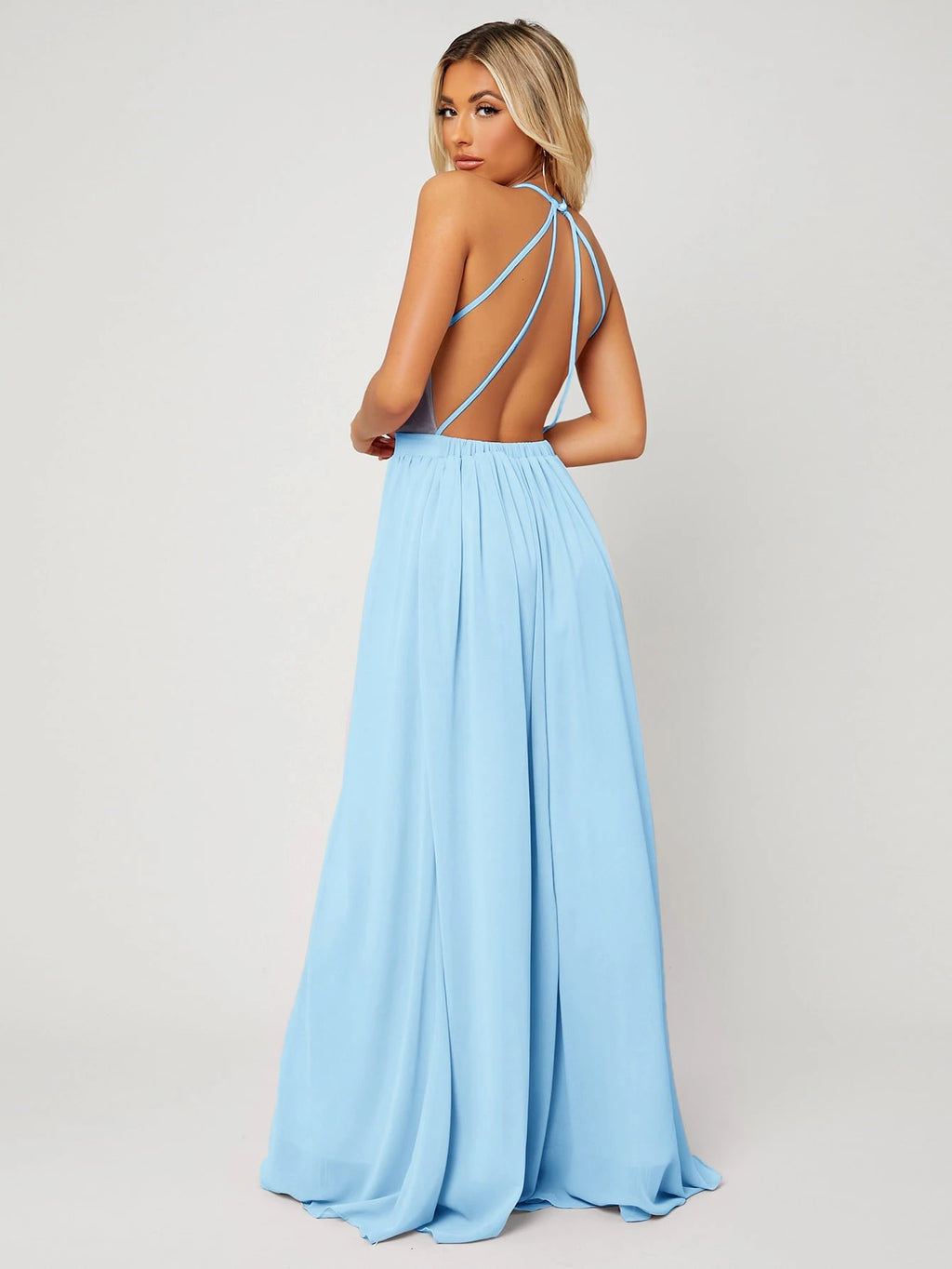 Belle Backless Halter Neck Slit Thigh Prom Dress, Bridesmaid Dress - image 19