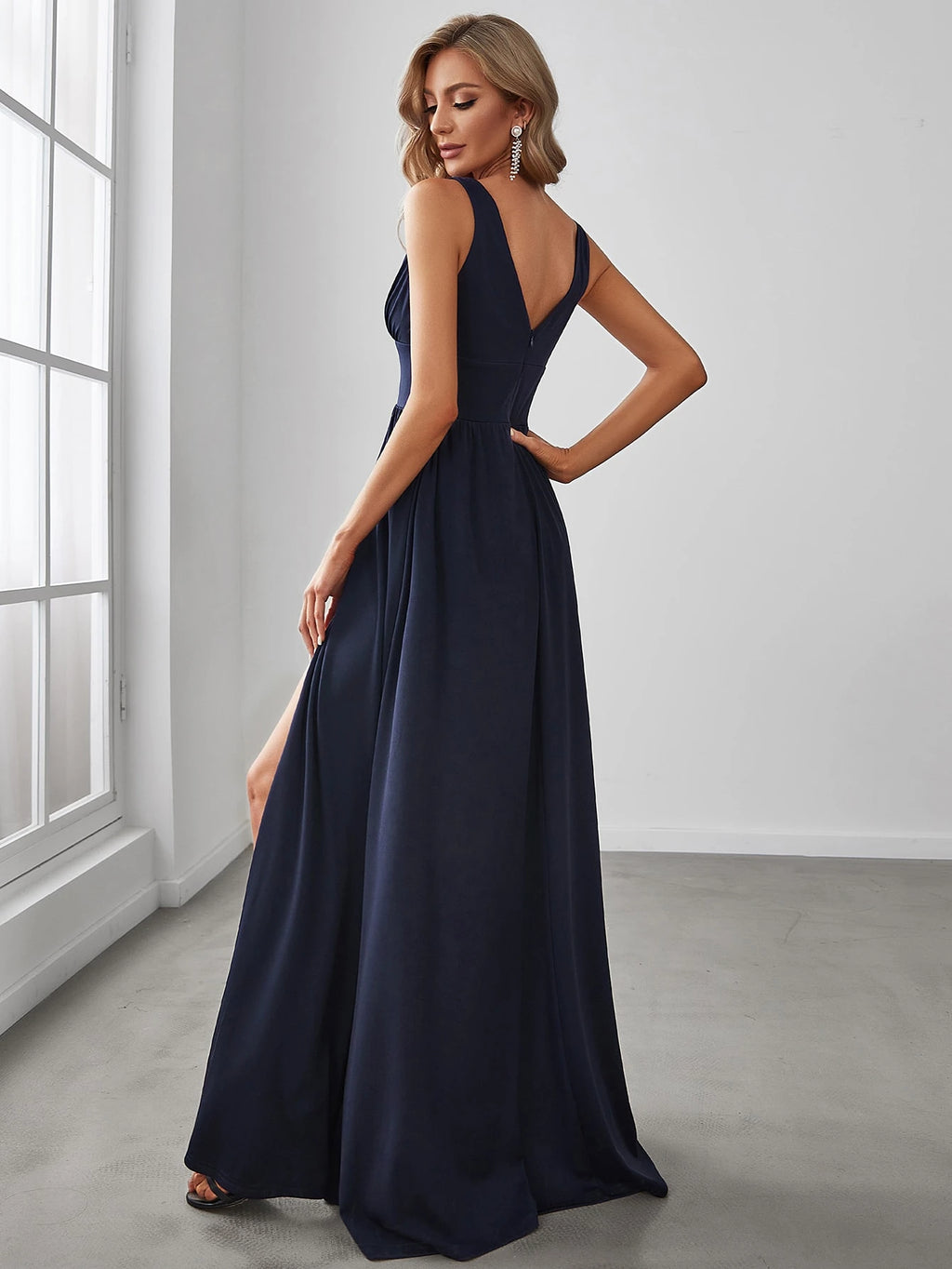EVERPRETTY Sexy V-Neck Slit Orange Bridesmaid Dress, Elegant Wedding Guest Dress, Suitable For Summer - image 8