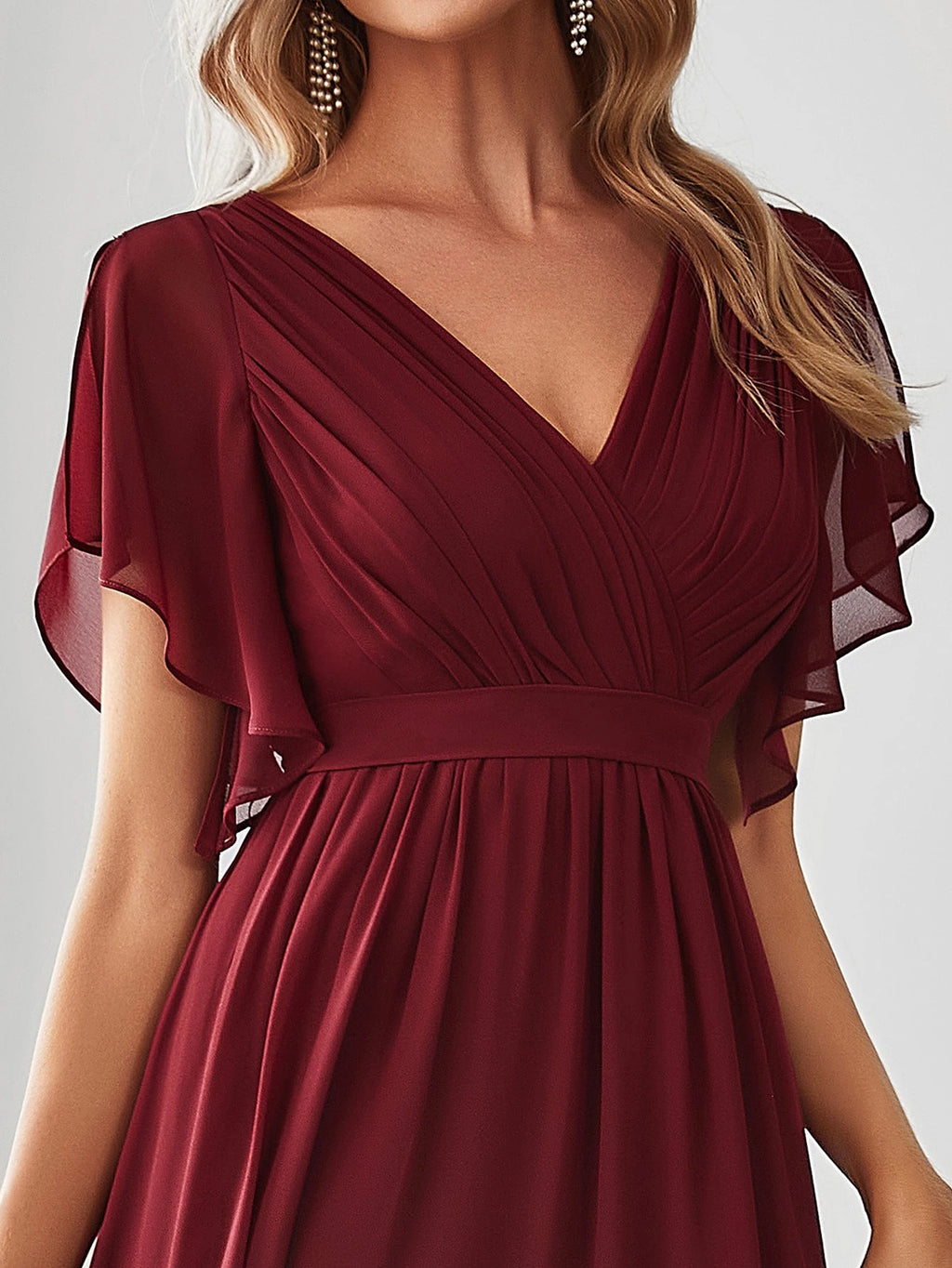 EVERPRETTY Butterfly Sleeve Pleated Chiffon Light Pink Bridesmaid Dress, Elegant Wedding Guest Dress, Spring - image 12