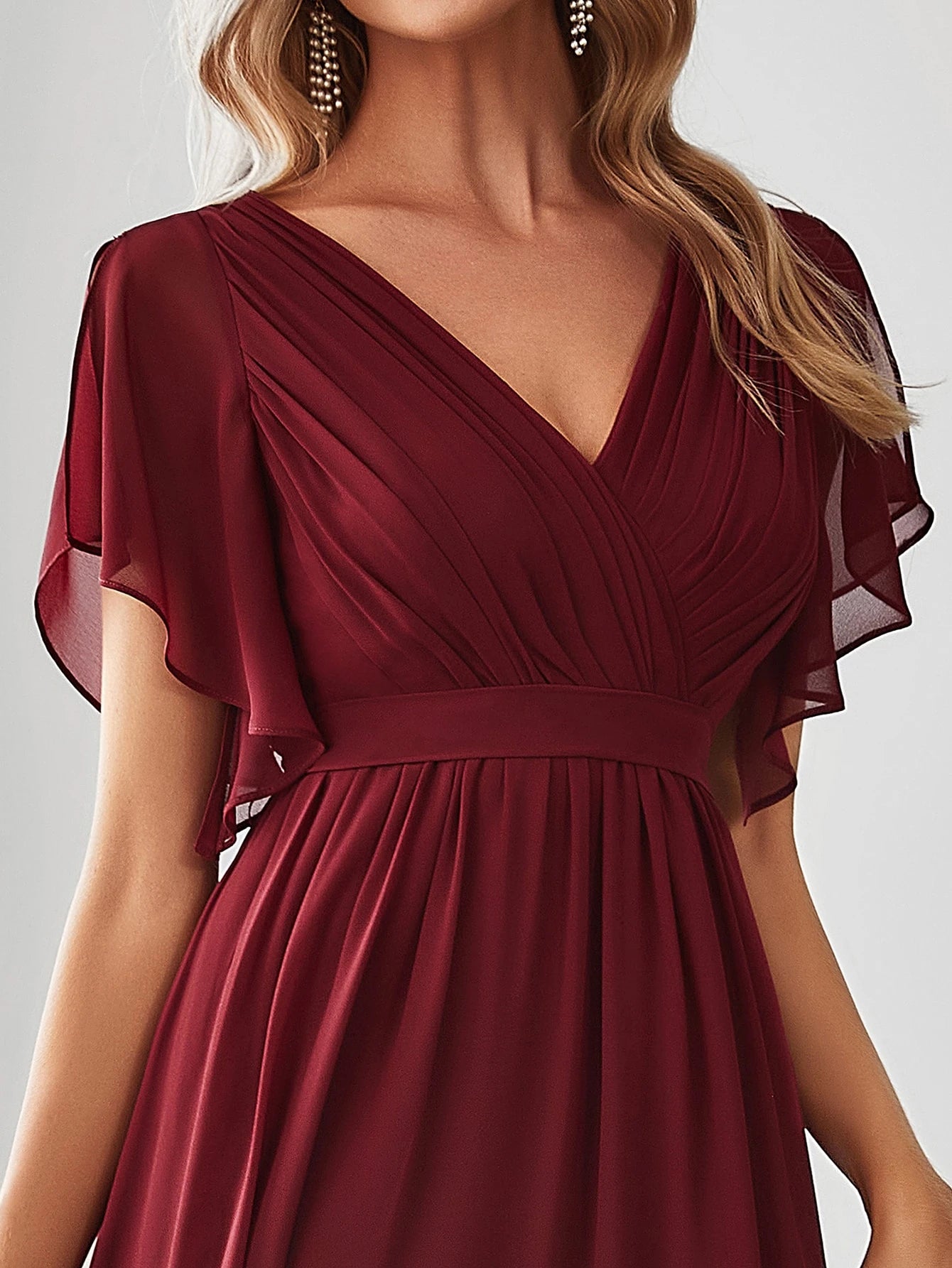 EVERPRETTY Butterfly Sleeve Pleated Chiffon Light Pink Bridesmaid Dress, Elegant Wedding Guest Dress, Spring - image 12