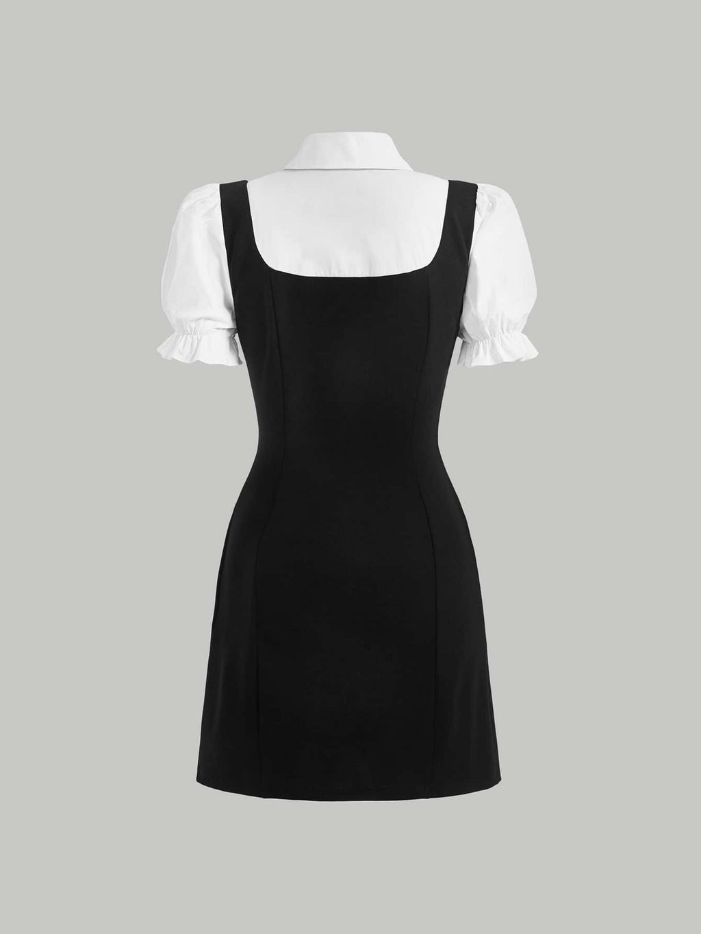 MOD Double Breasted Bow Front 2 In 1 Overall Dress