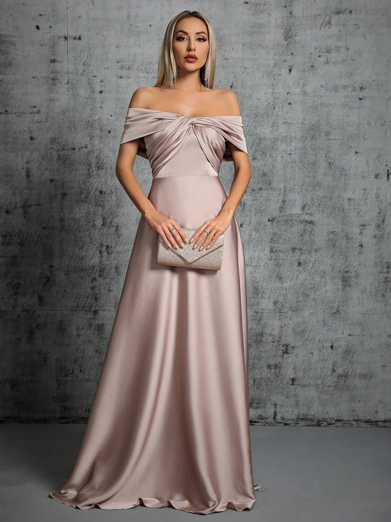 Summer Emerald Green Off-Shoulder Twisted Ruched Satin Maxi Dress, Elegant A-Line Floor-Length Formal Evening - image 11