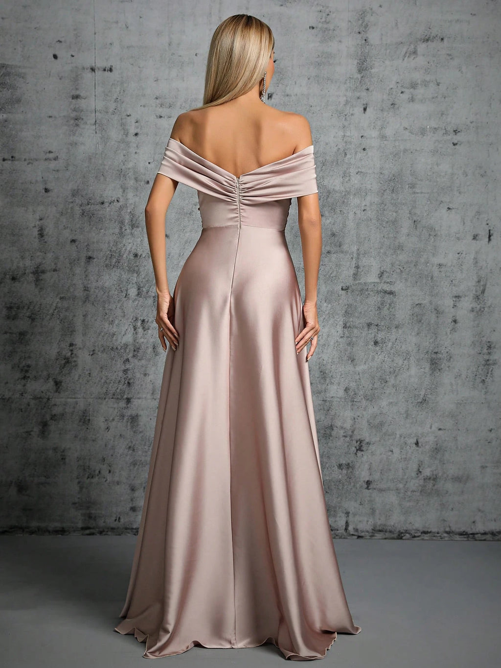 Summer Emerald Green Off-Shoulder Twisted Ruched Satin Maxi Dress, Elegant A-Line Floor-Length Formal Evening - image 12