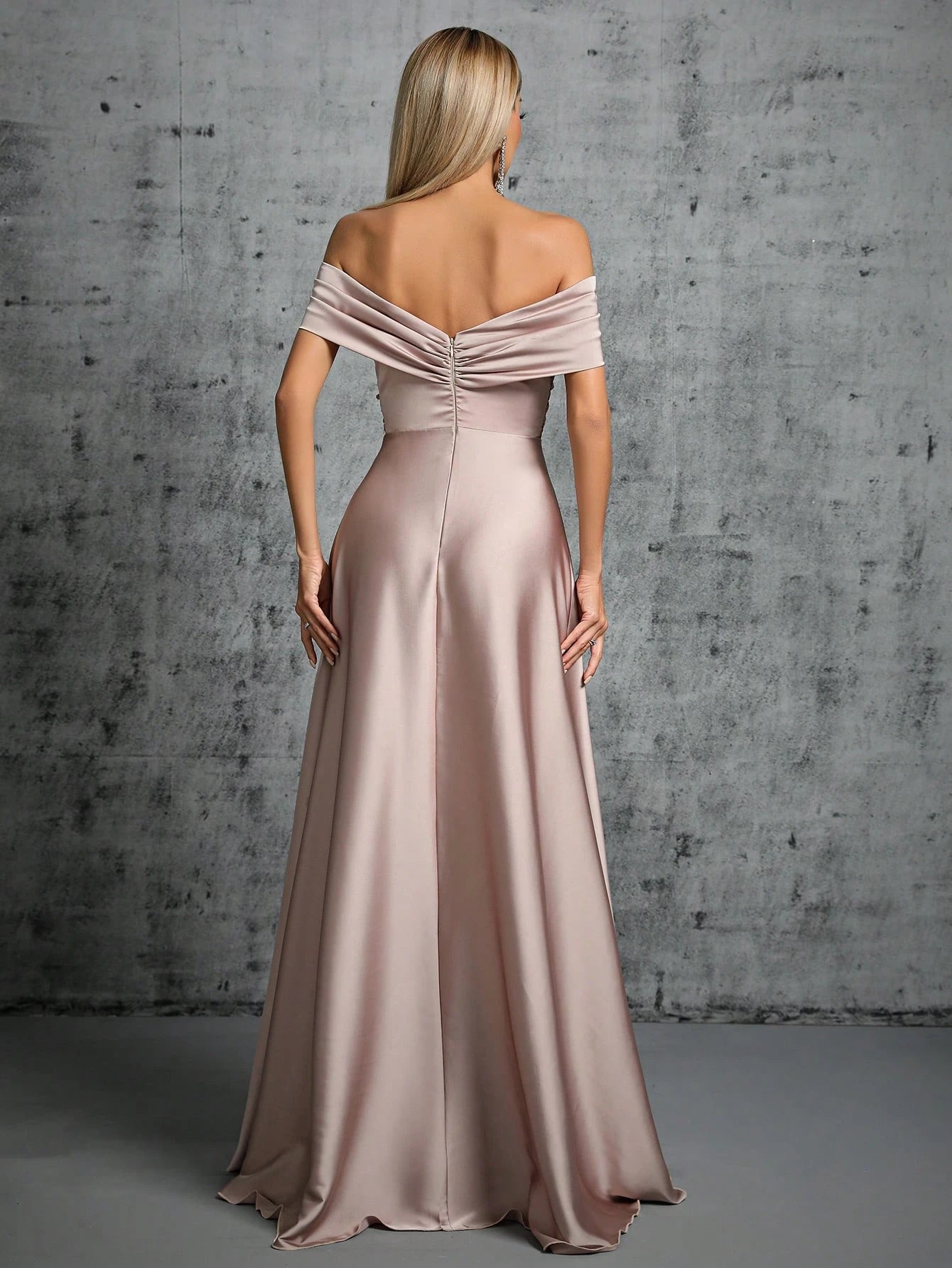 Summer Emerald Green Off-Shoulder Twisted Ruched Satin Maxi Dress, Elegant A-Line Floor-Length Formal Evening - image 12