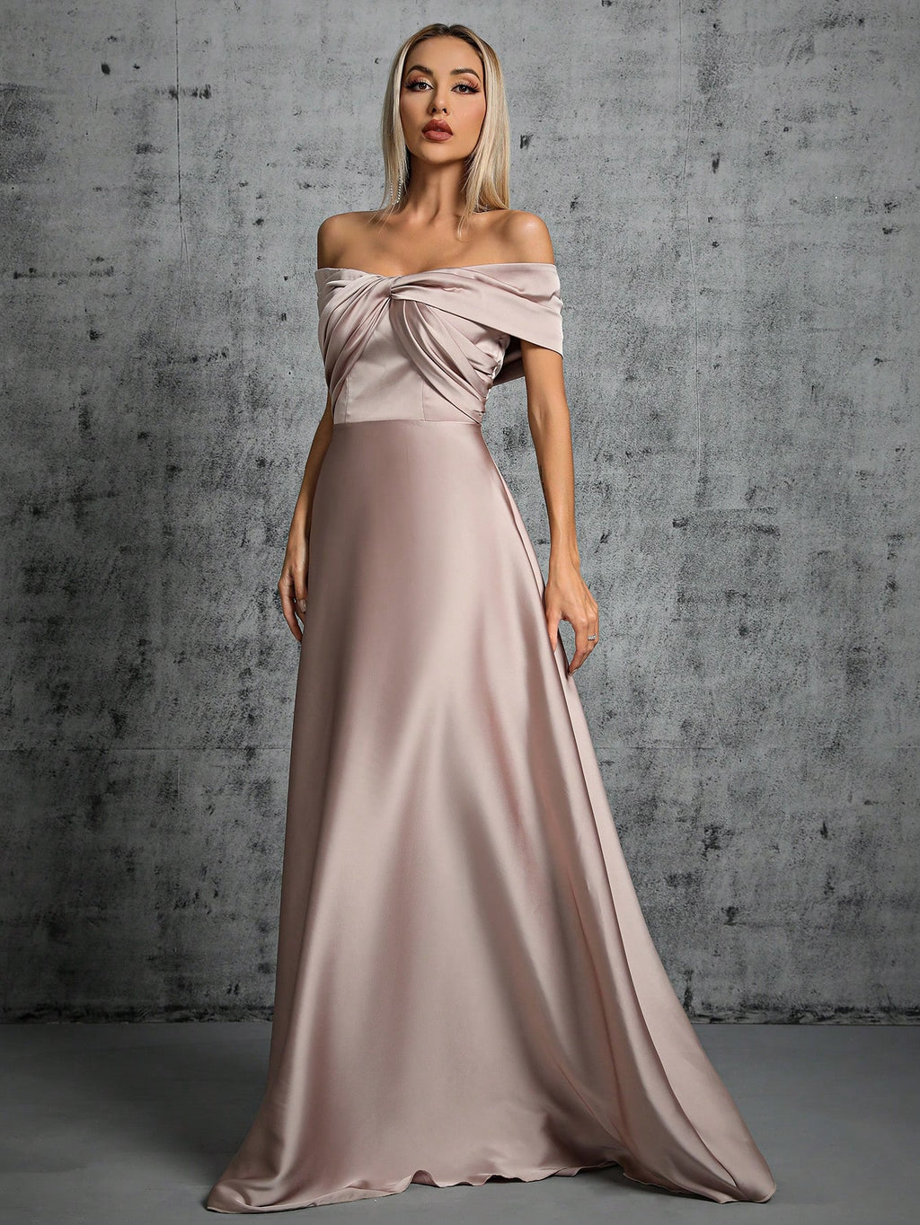 Summer Emerald Green Off-Shoulder Twisted Ruched Satin Maxi Dress, Elegant A-Line Floor-Length Formal Evening - image 13