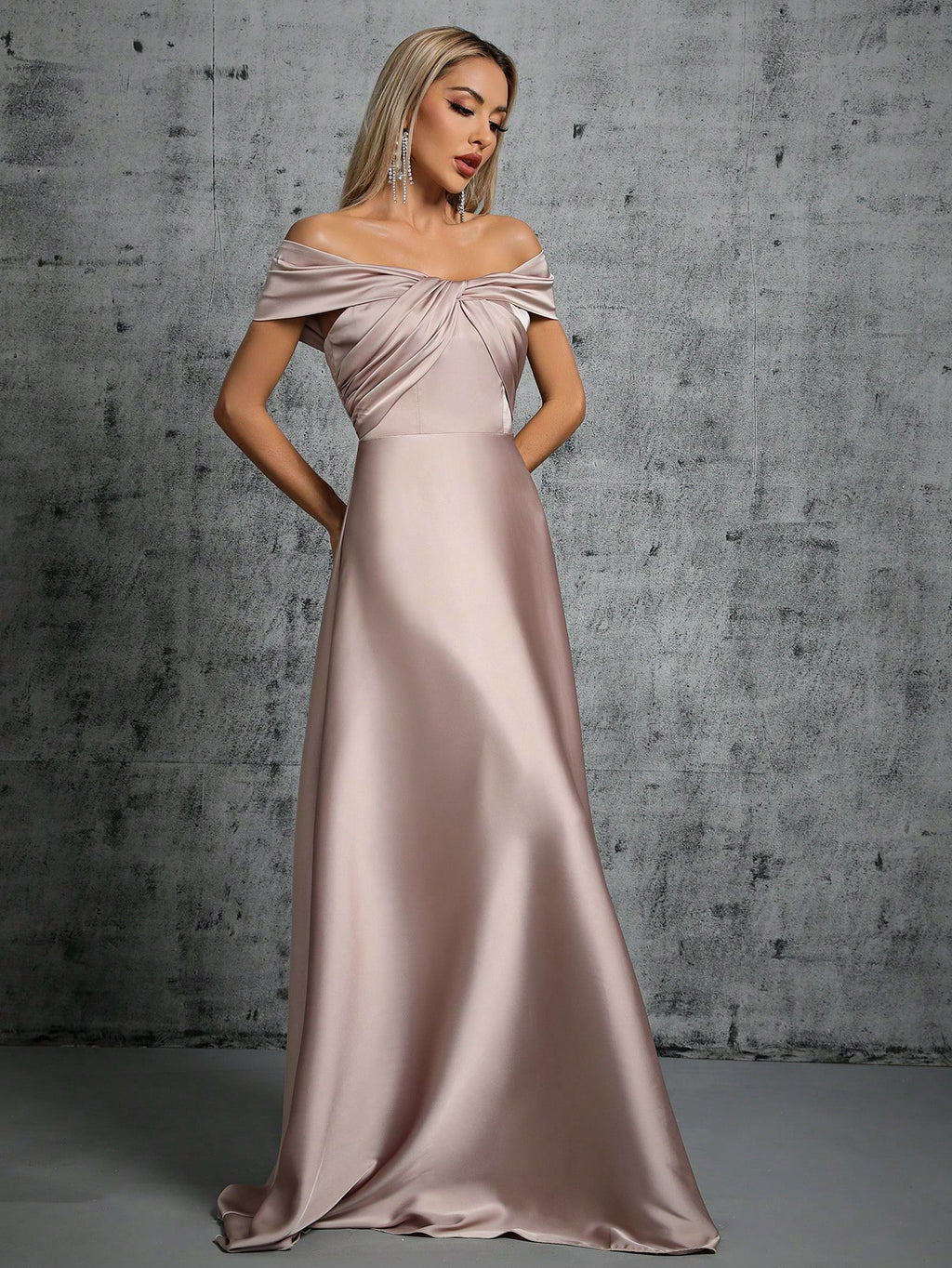 Summer Emerald Green Off-Shoulder Twisted Ruched Satin Maxi Dress, Elegant A-Line Floor-Length Formal Evening - image 15
