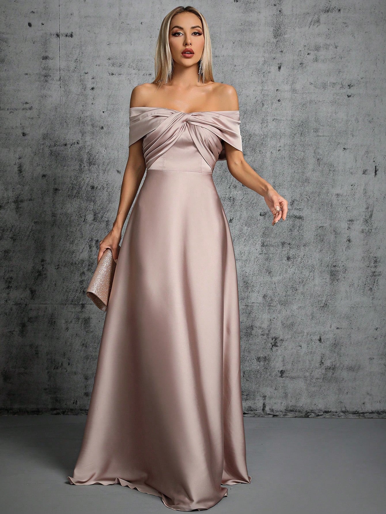 Summer Emerald Green Off-Shoulder Twisted Ruched Satin Maxi Dress, Elegant A-Line Floor-Length Formal Evening - image 16