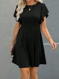 Clasi Solid Butterfly Sleeve A-line Dress