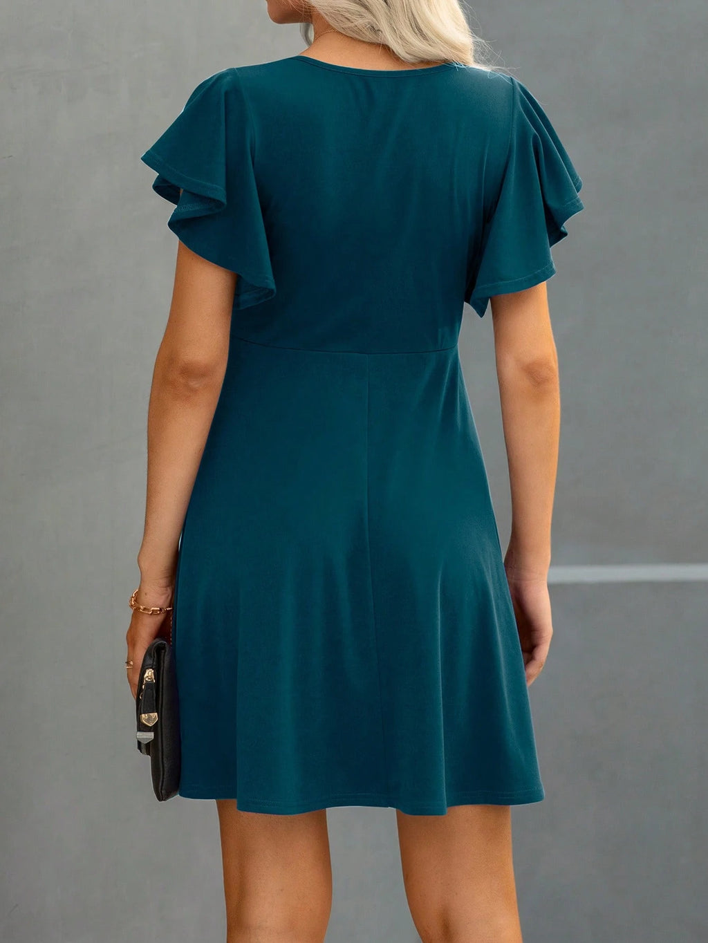 Clasi Solid Butterfly Sleeve A-line Dress