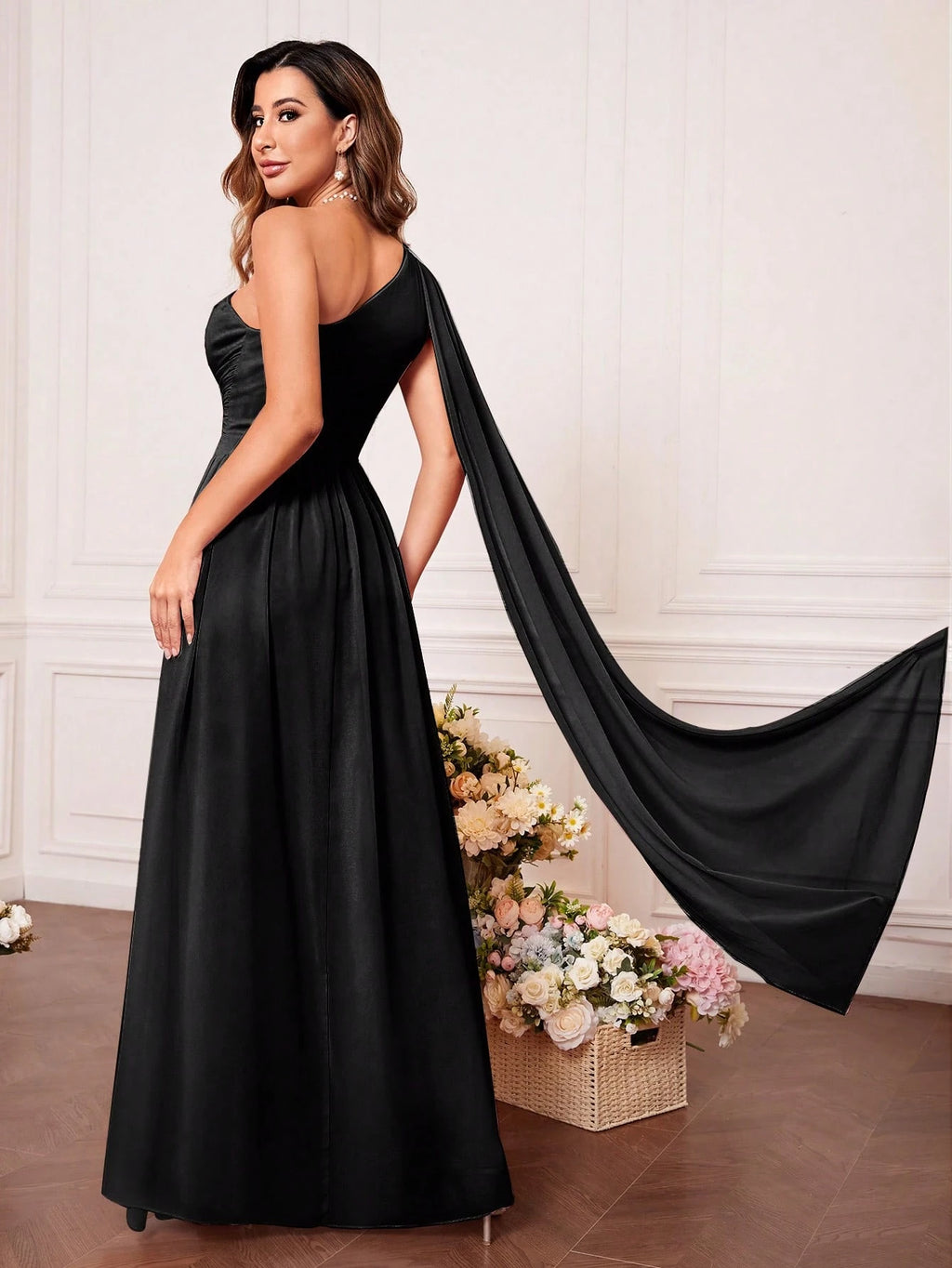 One Shoulder Cut Out Twist Front Bridesmaid Dress, Bride Dress, Birthday Women Outfits, Graduation Dress, - image 7