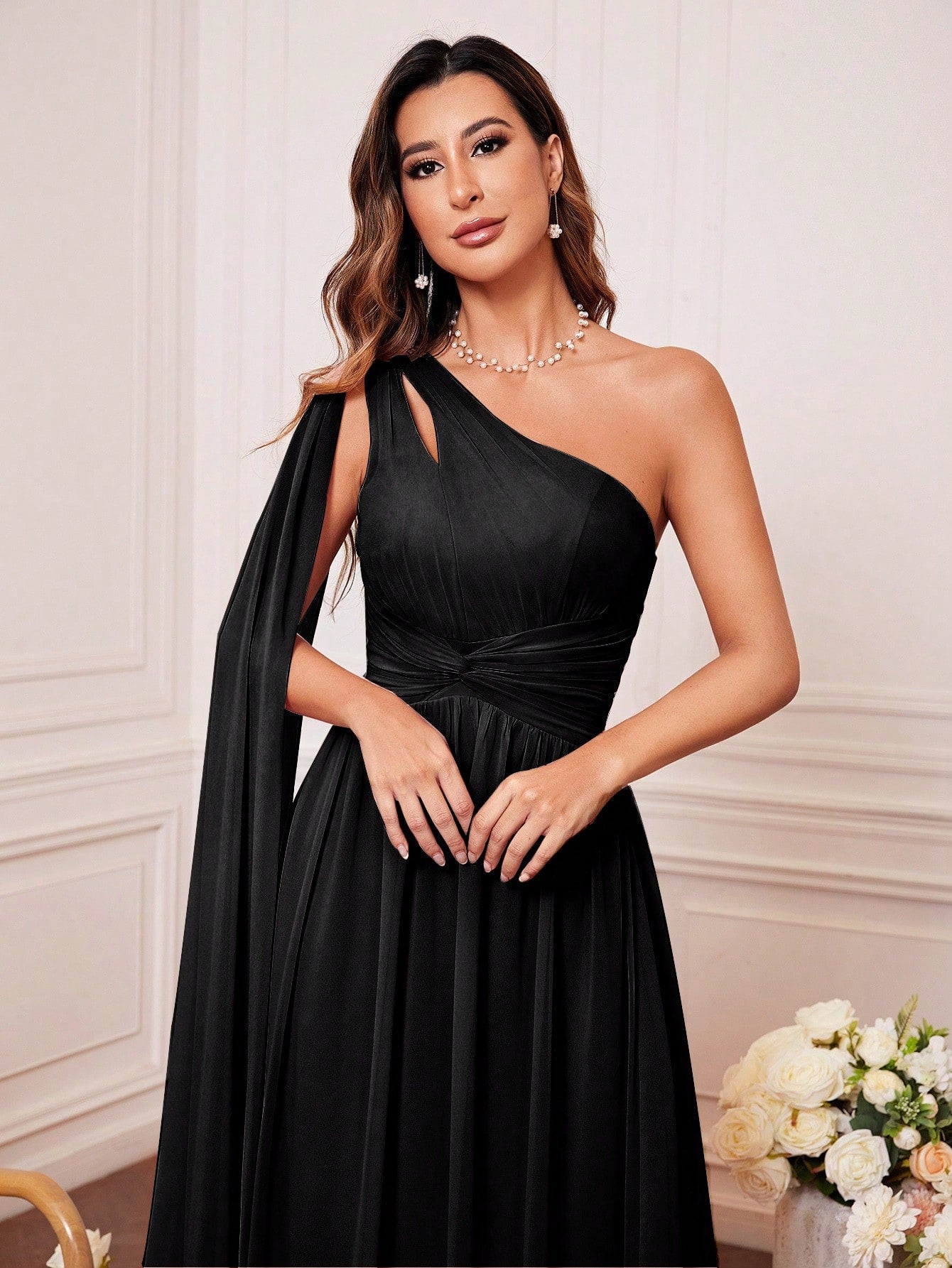 One Shoulder Cut Out Twist Front Bridesmaid Dress, Bride Dress, Birthday Women Outfits, Graduation Dress, - image 9