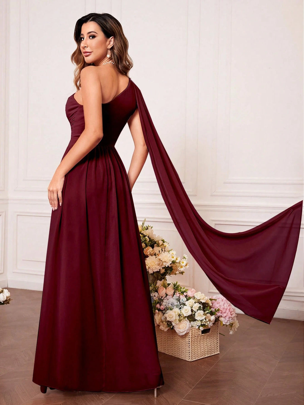 One Shoulder Cut Out Twist Front Bridesmaid Dress, Bride Dress, Birthday Women Outfits, Graduation Dress, - image 12