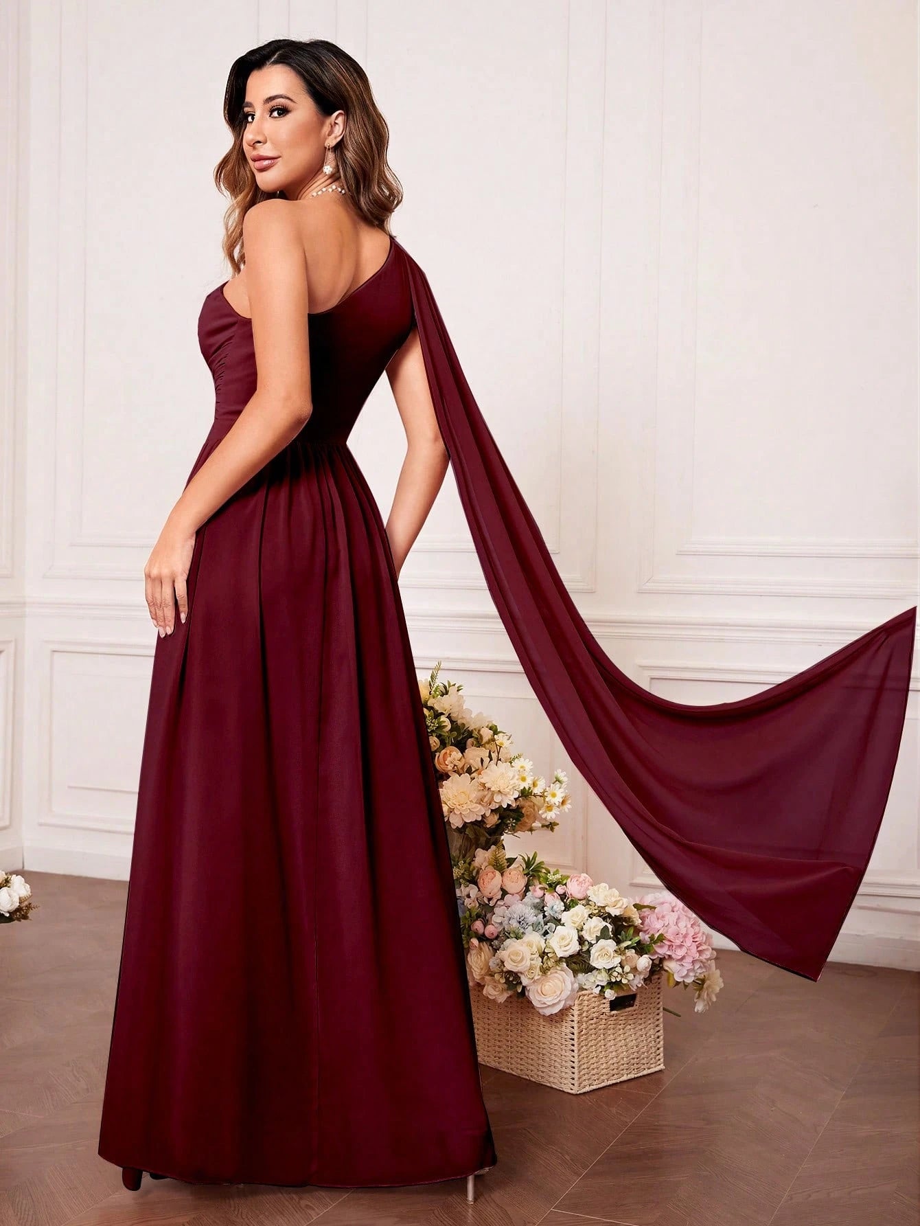 One Shoulder Cut Out Twist Front Bridesmaid Dress, Bride Dress, Birthday Women Outfits, Graduation Dress, - image 12