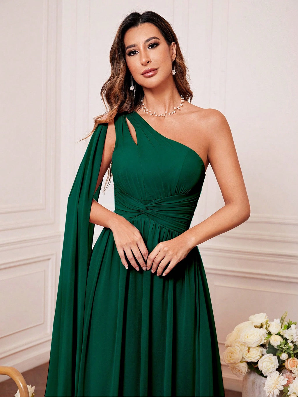 One Shoulder Cut Out Twist Front Bridesmaid Dress, Bride Dress, Birthday Women Outfits, Graduation Dress, - image 18
