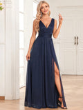 Elegant Party Sleeveless V-Neck Tulle A-Line Evening Dress,Suitable For Bridesmaid Dresses,Wedding
