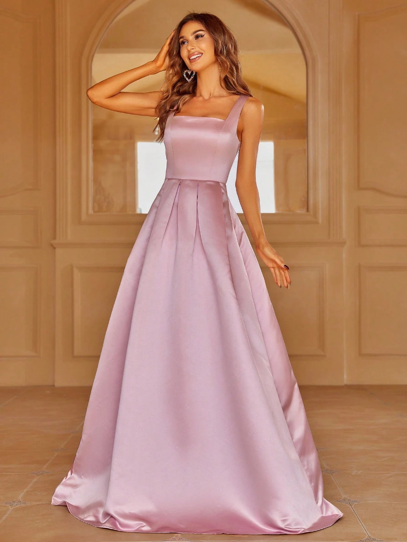 Faeriesty Elegant Jade Green Sleeveless Long Evening Dress, Made Of Luxurious Non-Stretch Satin Fabric, - image 5