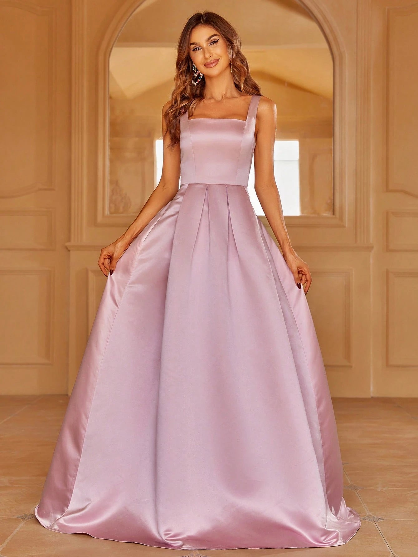 Faeriesty Elegant Jade Green Sleeveless Long Evening Dress, Made Of Luxurious Non-Stretch Satin Fabric, - image 8