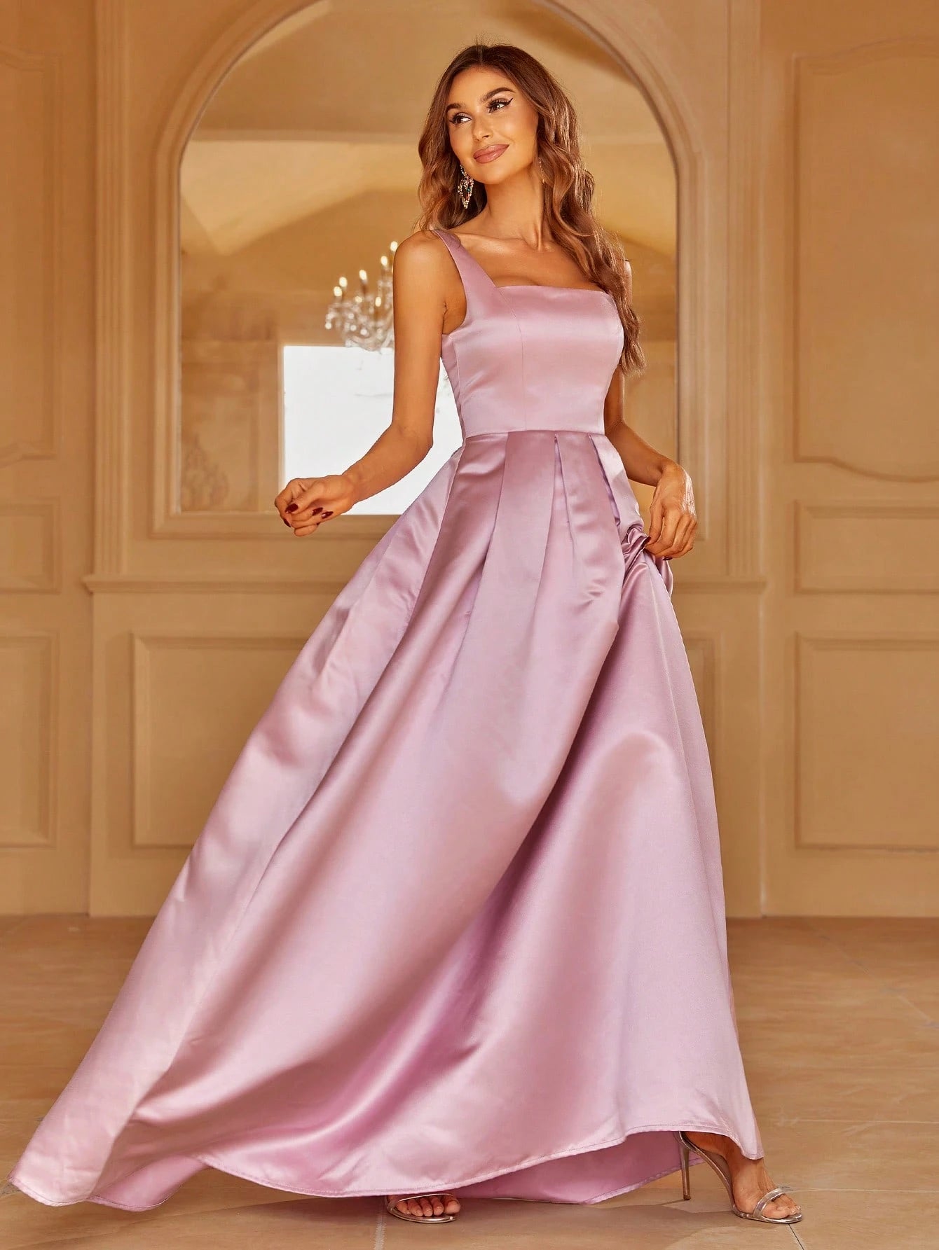 Faeriesty Elegant Jade Green Sleeveless Long Evening Dress, Made Of Luxurious Non-Stretch Satin Fabric, - image 10