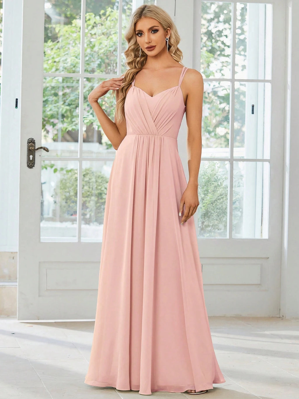EVERPRETTY Elegant Chiffon Backless Floral Embroidered Sage Green Bridesmaid Dress, Suitable For Birthday - image 13