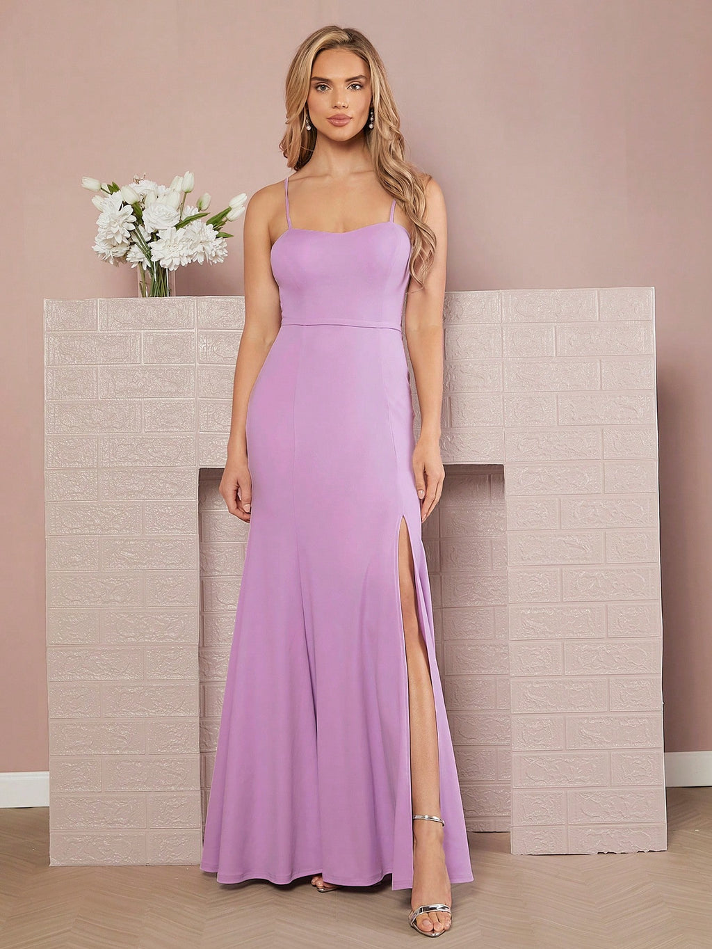 Belle Solid Split Thigh Cami Dress