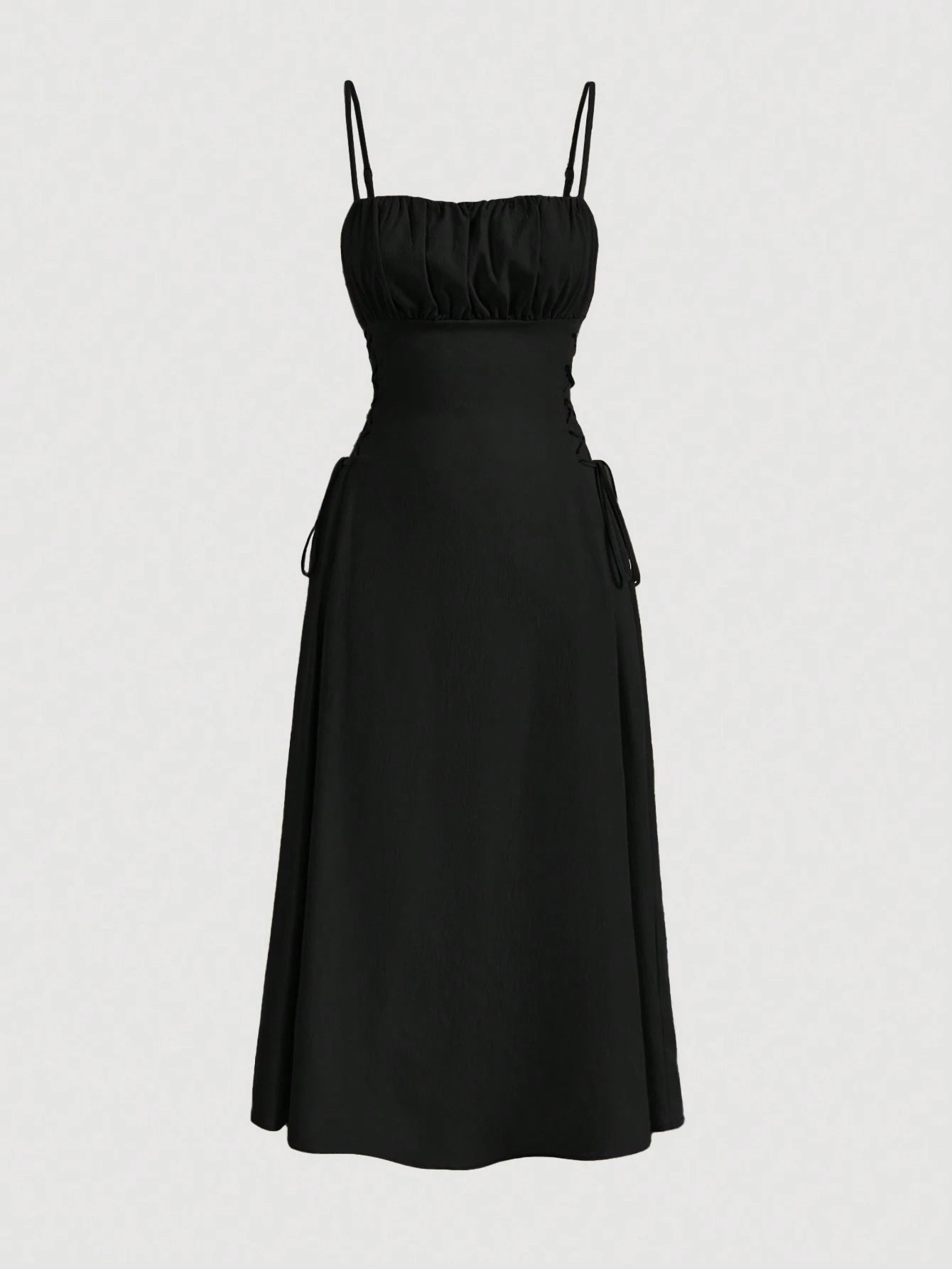 MOD Solid Ruched Bust Lace Up Side Formal Cami Long Dress,Pastel Dresses For Women - image 11