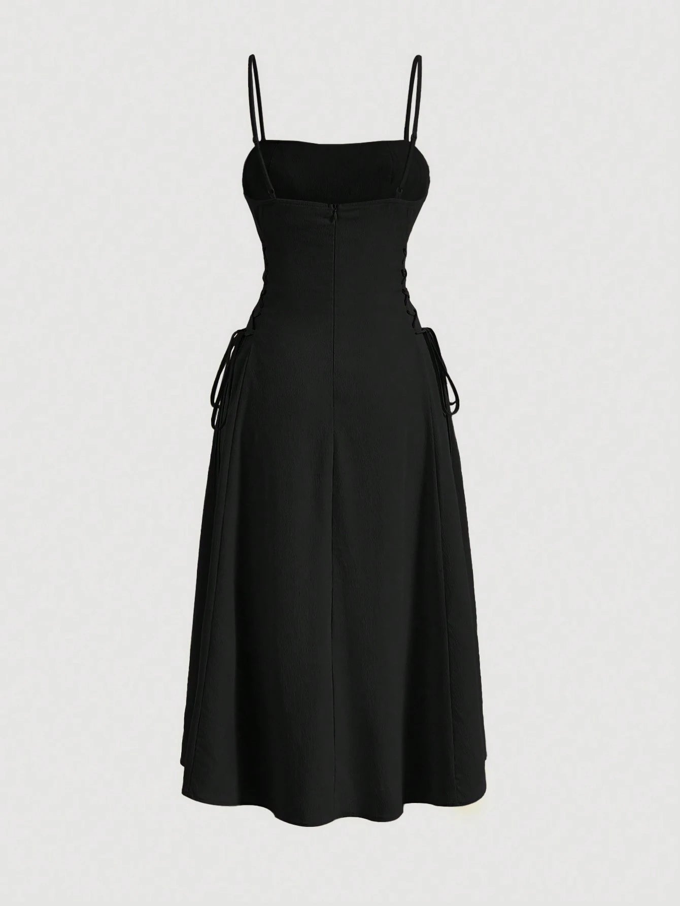 MOD Solid Ruched Bust Lace Up Side Formal Cami Long Dress,Pastel