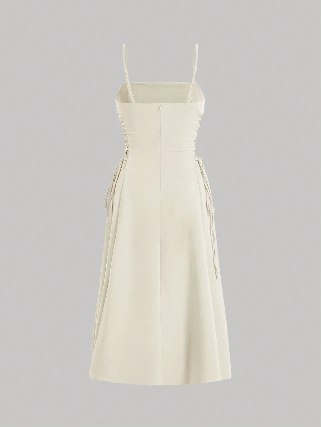 MOD Solid Ruched Bust Lace Up Side Formal Cami Long Dress,Pastel