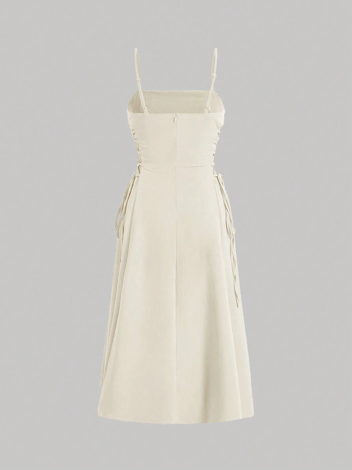 MOD Solid Ruched Bust Lace Up Side Formal Cami Long Dress,Pastel
