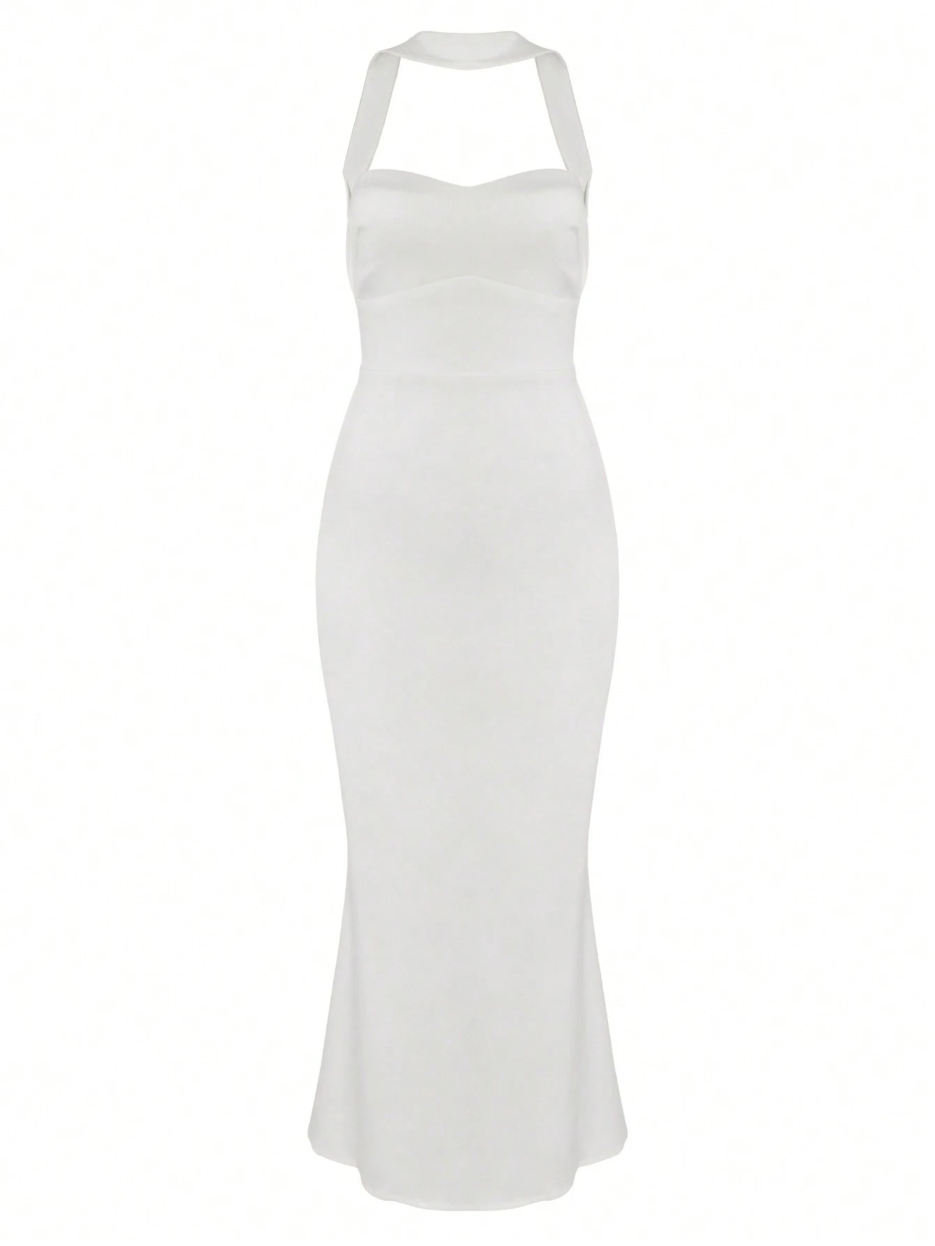 White Sweetheart Backless Mermaid Satin Formal Dress, Bridesmaid Dress Elegant Wedding - image 9