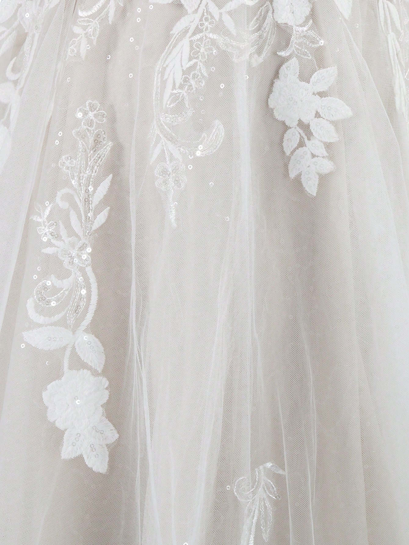 Contrast Color Embroidered Tulle Strapless Wedding Dress, Elegant Bridal Gown Spring - image 6