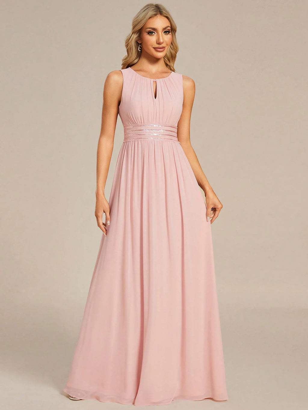 Romantic Chiffon Backless Ruffle Detail Light Blue Bridesmaid Dress, Semi-Formal Wedding Guest Dress, - image 11