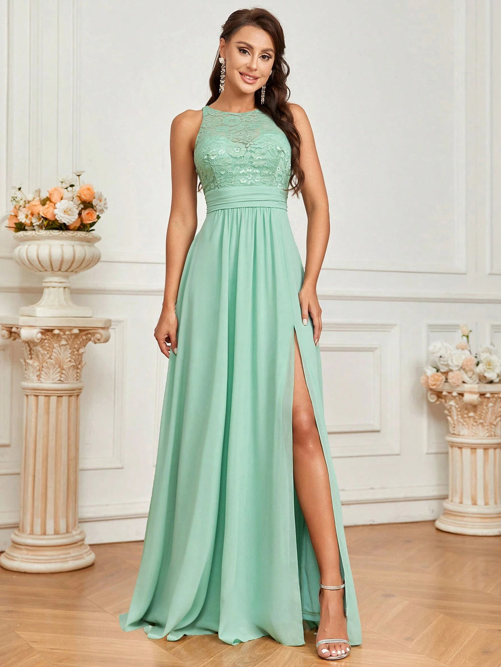 Belle Lace Spliced Women's Bridesmaid A-Line Dress Elegant Dress, For Valentine's Day - image 4