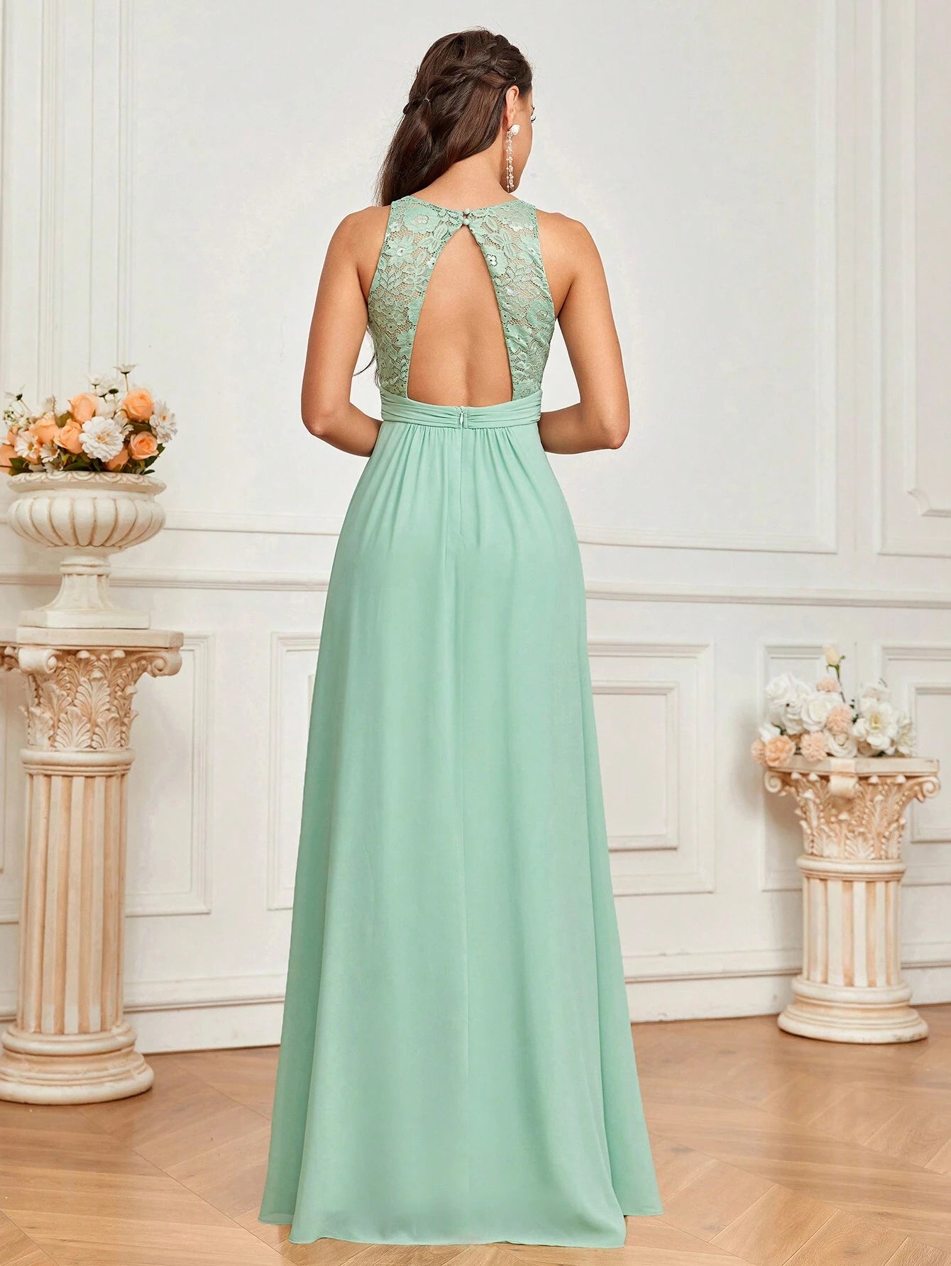 Belle Lace Spliced Women's Bridesmaid A-Line Dress Elegant Dress, For Valentine's Day