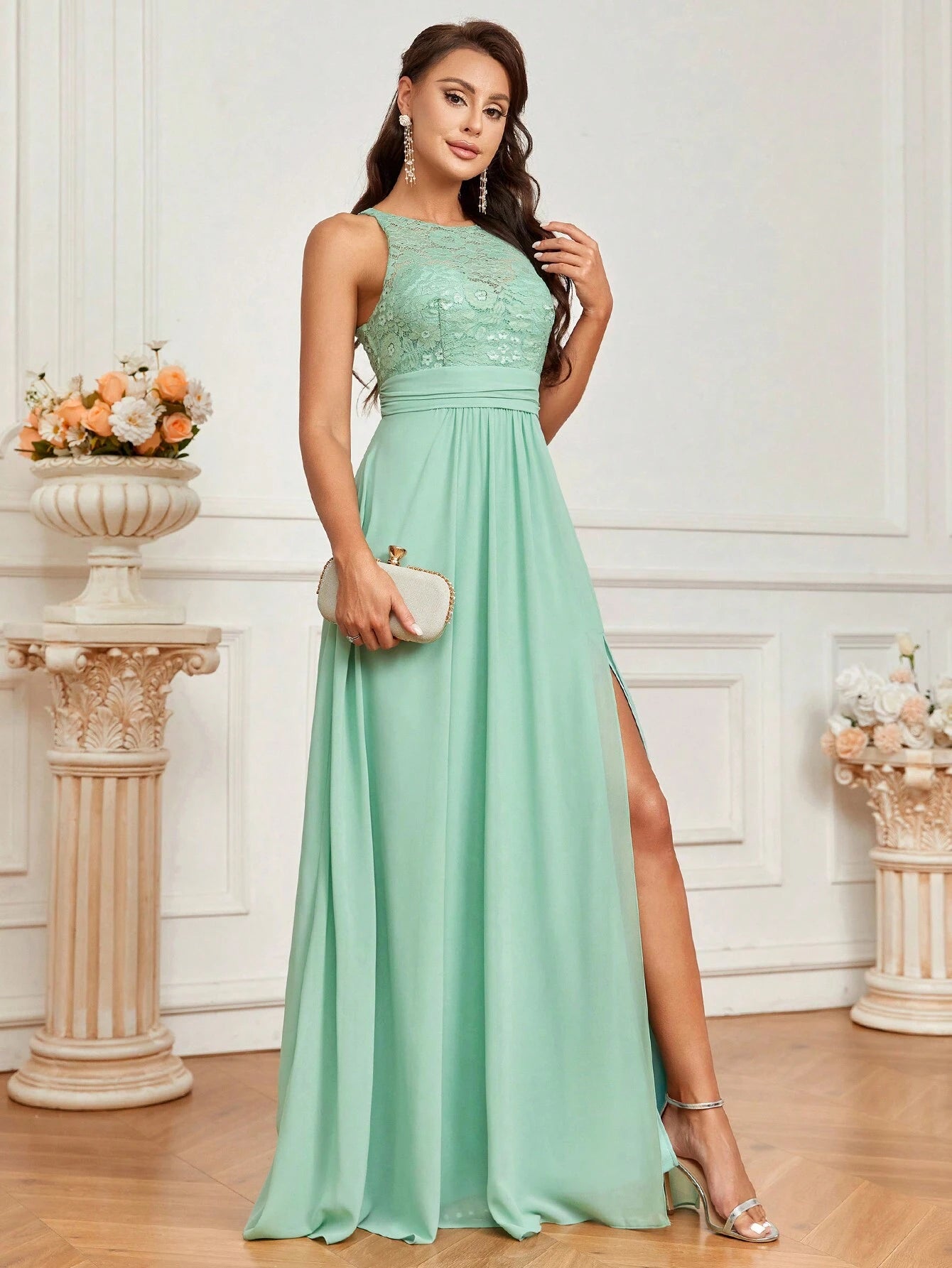 Belle Lace Spliced Women's Bridesmaid A-Line Dress Elegant Dress, For Valentine's Day - image 5