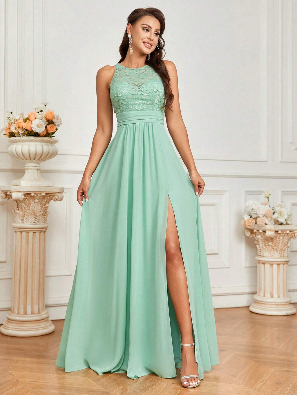 Belle Lace Spliced Women's Bridesmaid A-Line Dress Elegant Dress, For Valentine's Day - image 3