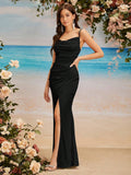 Belle Draped Ruched Split Thigh Bridesmaid Dress Elegant Dress