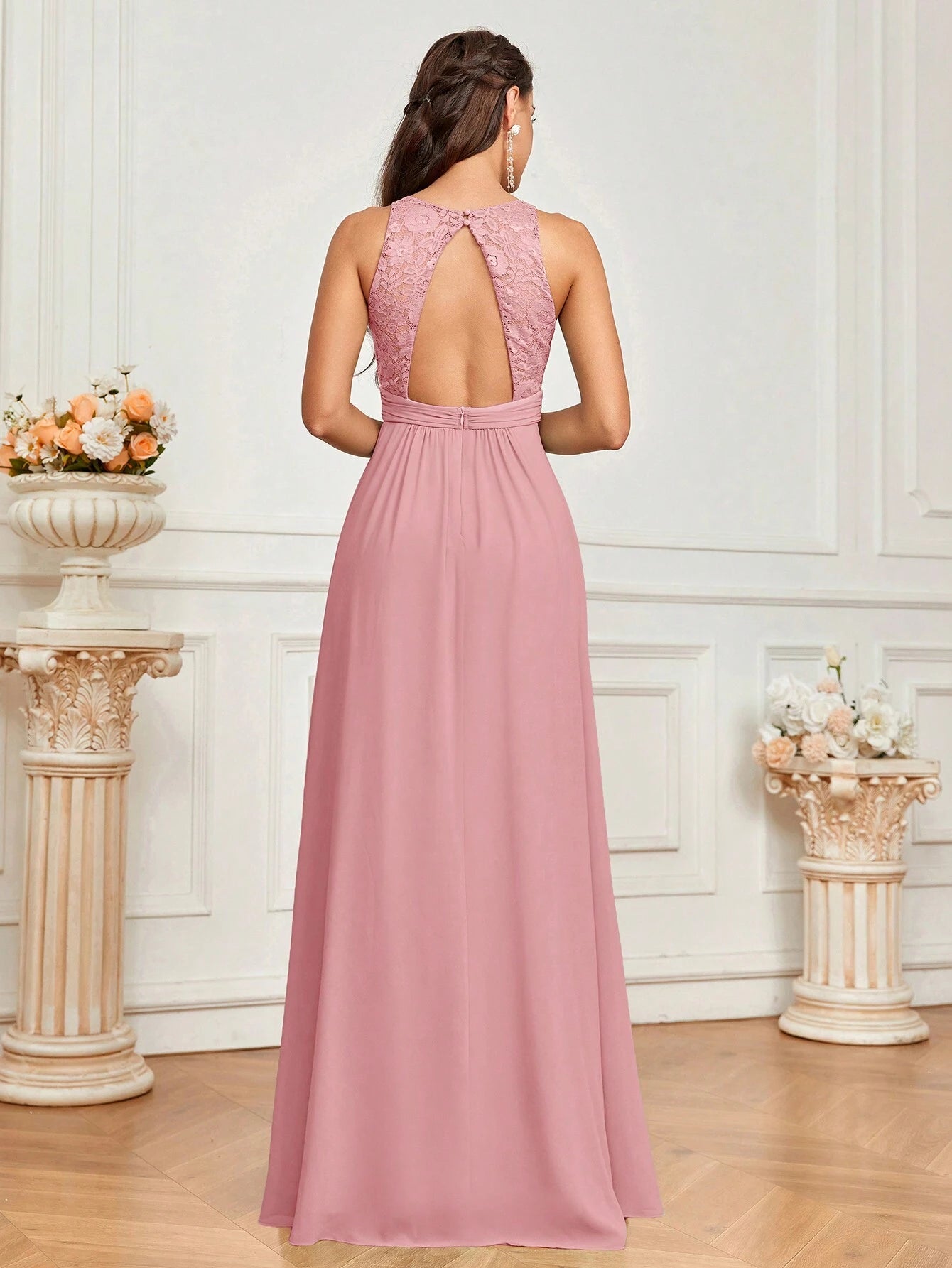Belle Lace Spliced Women's Bridesmaid A-Line Dress Elegant Dress, For Valentine's Day - image 8