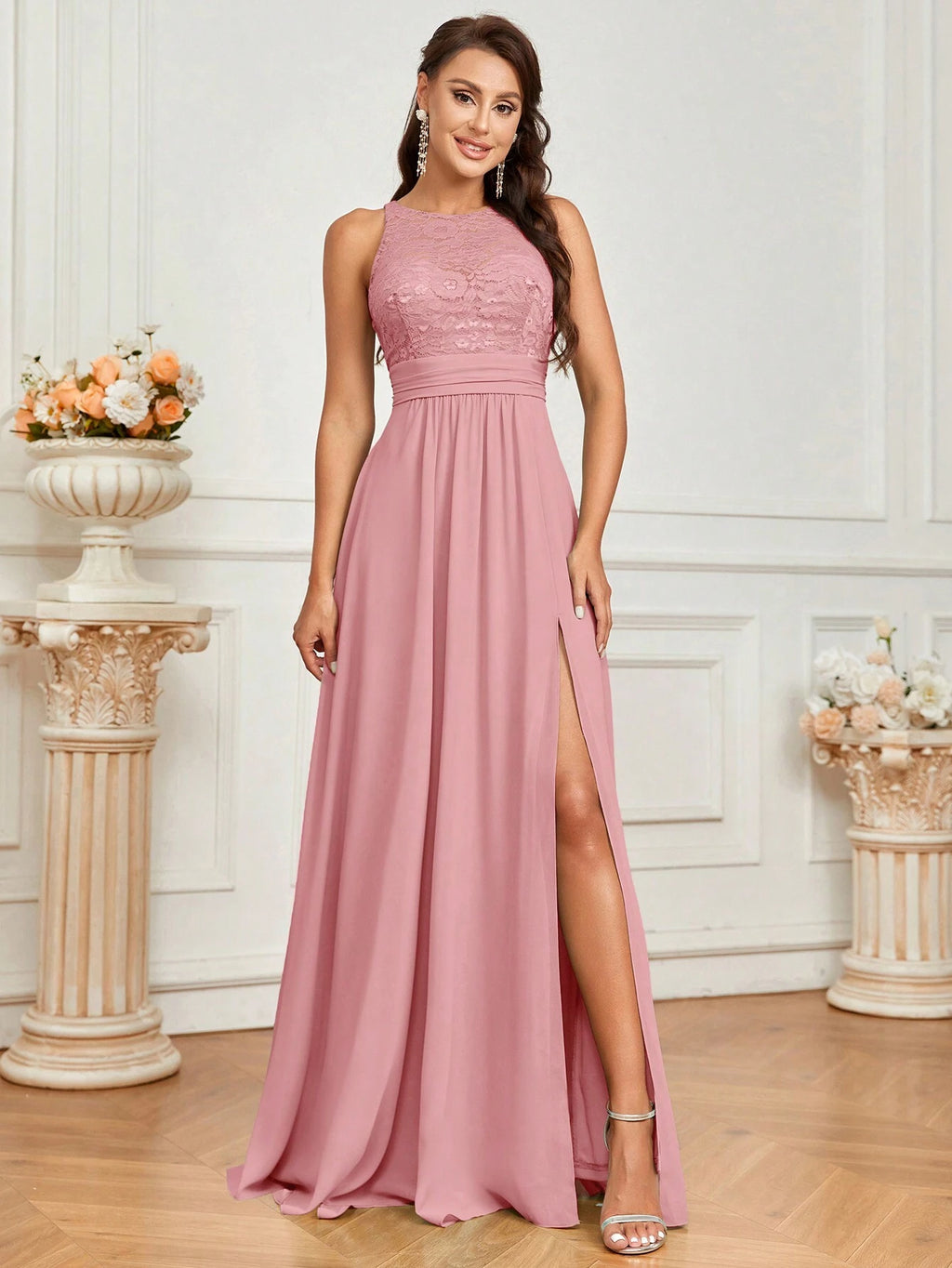 Belle Lace Spliced Women's Bridesmaid A-Line Dress Elegant Dress, For Valentine's Day - image 10