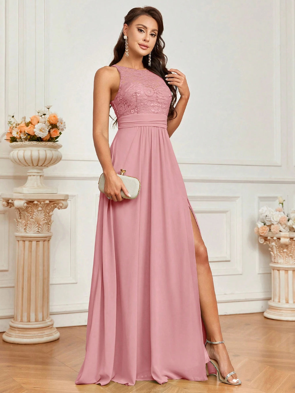 Belle Lace Spliced Women's Bridesmaid A-Line Dress Elegant Dress, For Valentine's Day - image 13