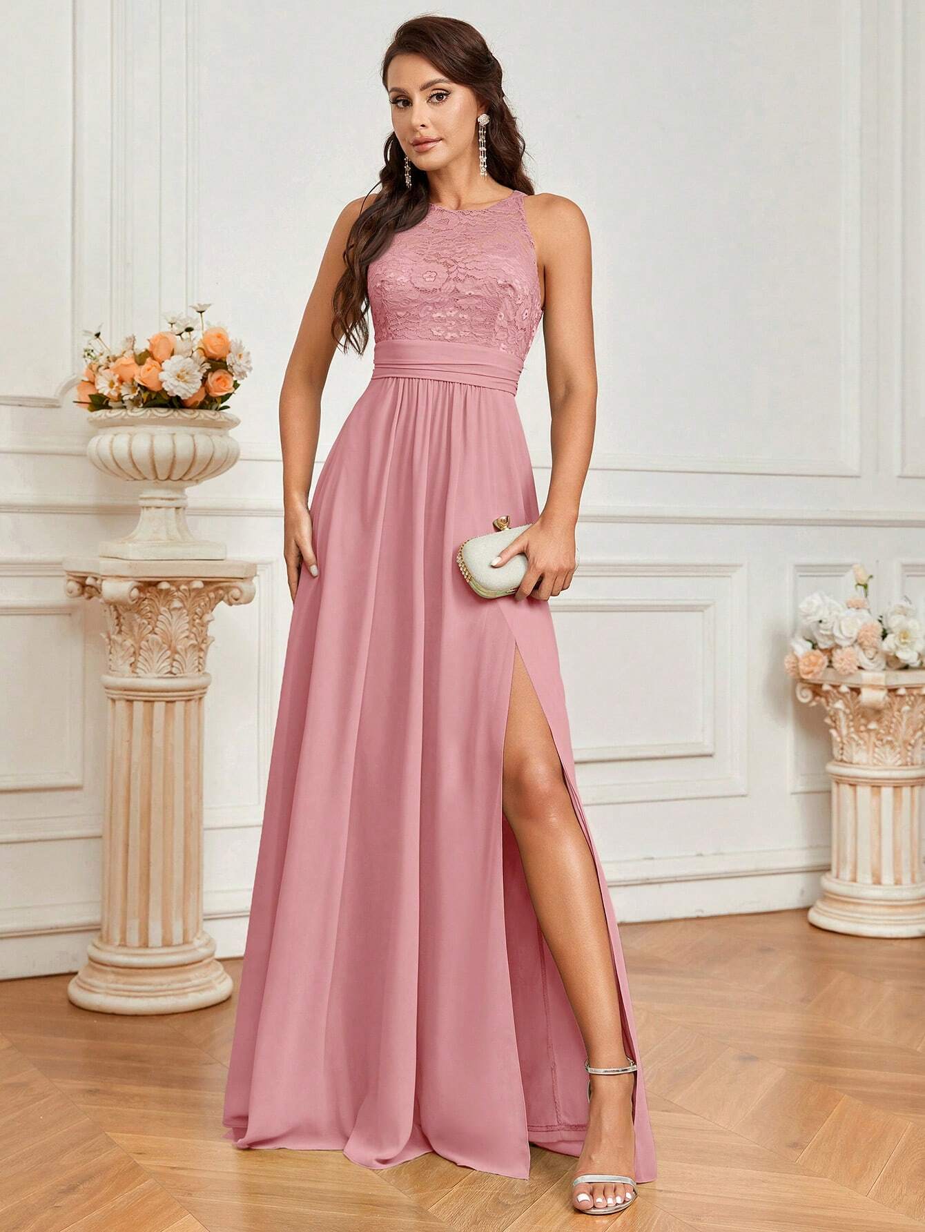Belle Lace Spliced Women's Bridesmaid A-Line Dress Elegant Dress, For Valentine's Day - image 14