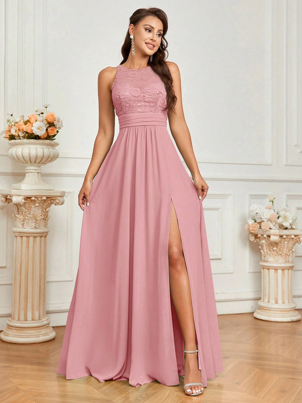 Belle Lace Spliced Women's Bridesmaid A-Line Dress Elegant Dress, For Valentine's Day - image 9