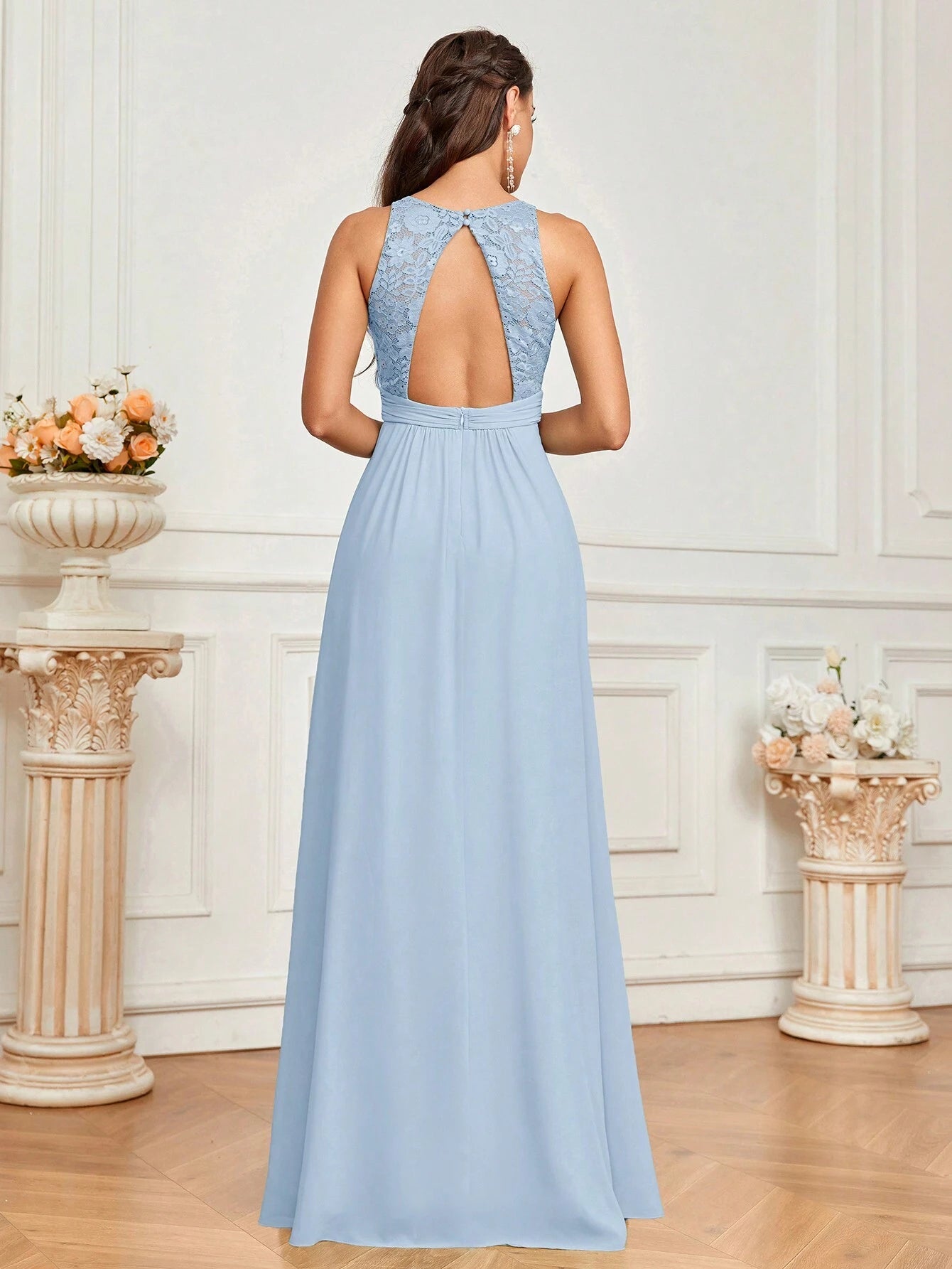 Belle Lace Spliced Women's Bridesmaid A-Line Dress Elegant Dress, For