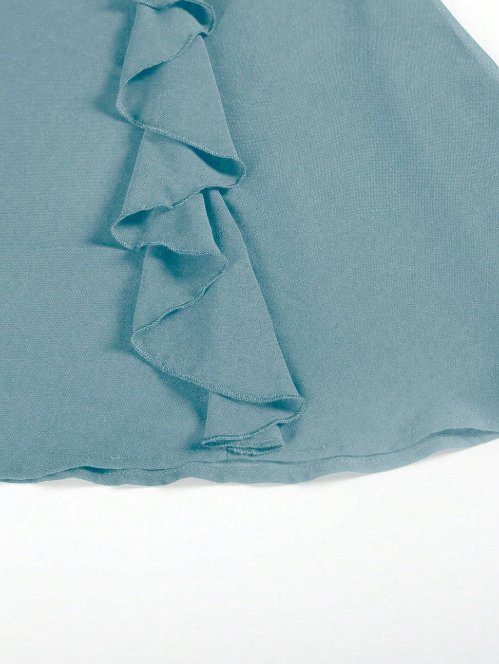 Women's Party Dress, Round Neck Short Sleeve Waist Ruffle Lace Patchwork Solid Color Bridesmaid Dress, Lace - image 12
