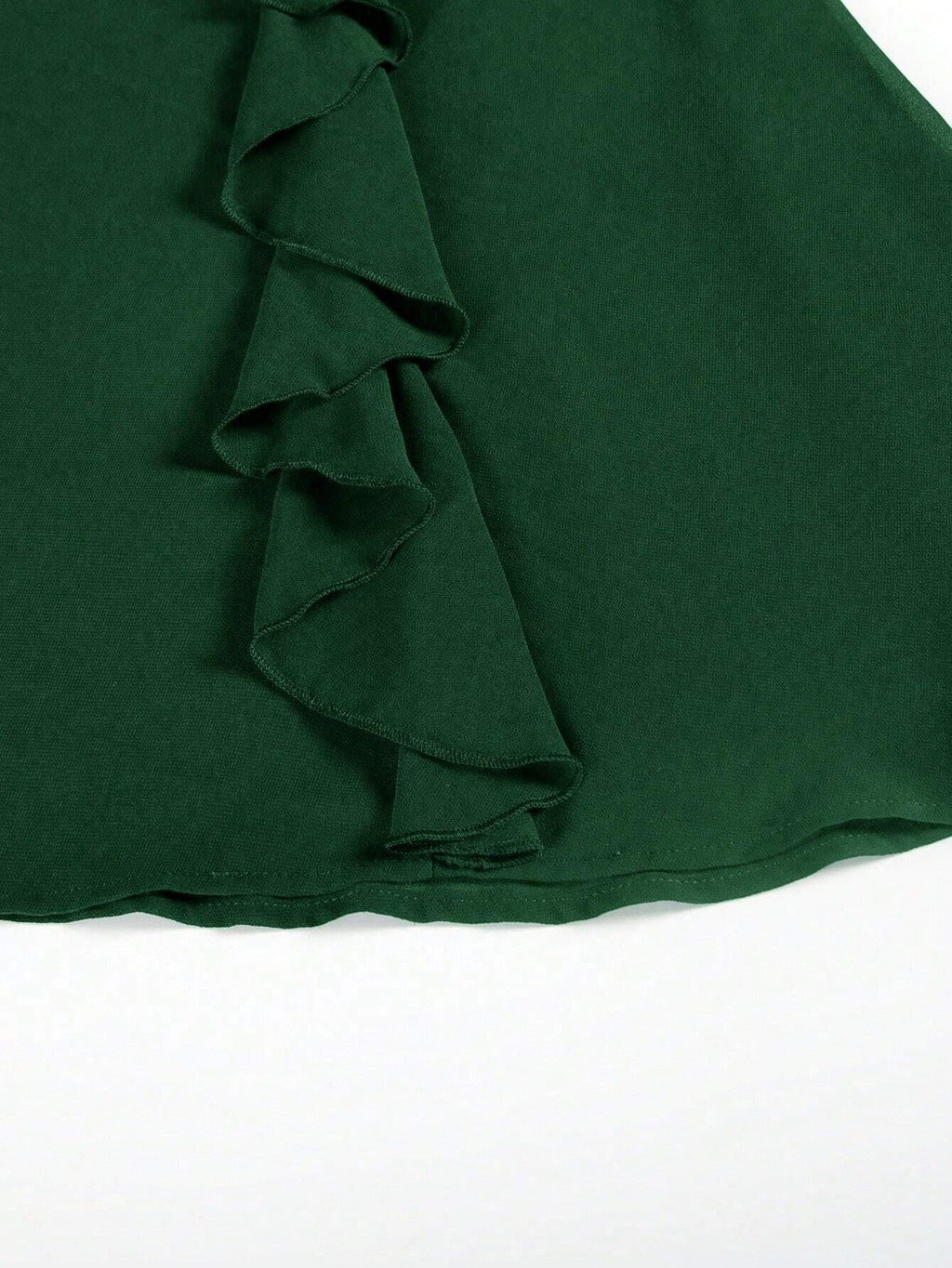 Women's Party Dress, Round Neck Short Sleeve Waist Ruffle Lace Patchwork Solid Color Bridesmaid Dress, Lace - image 16
